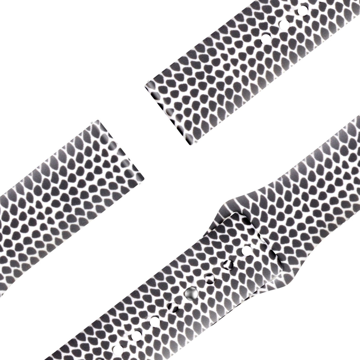 Silicone Patterned Strap, laid flat, joined, 45° top view