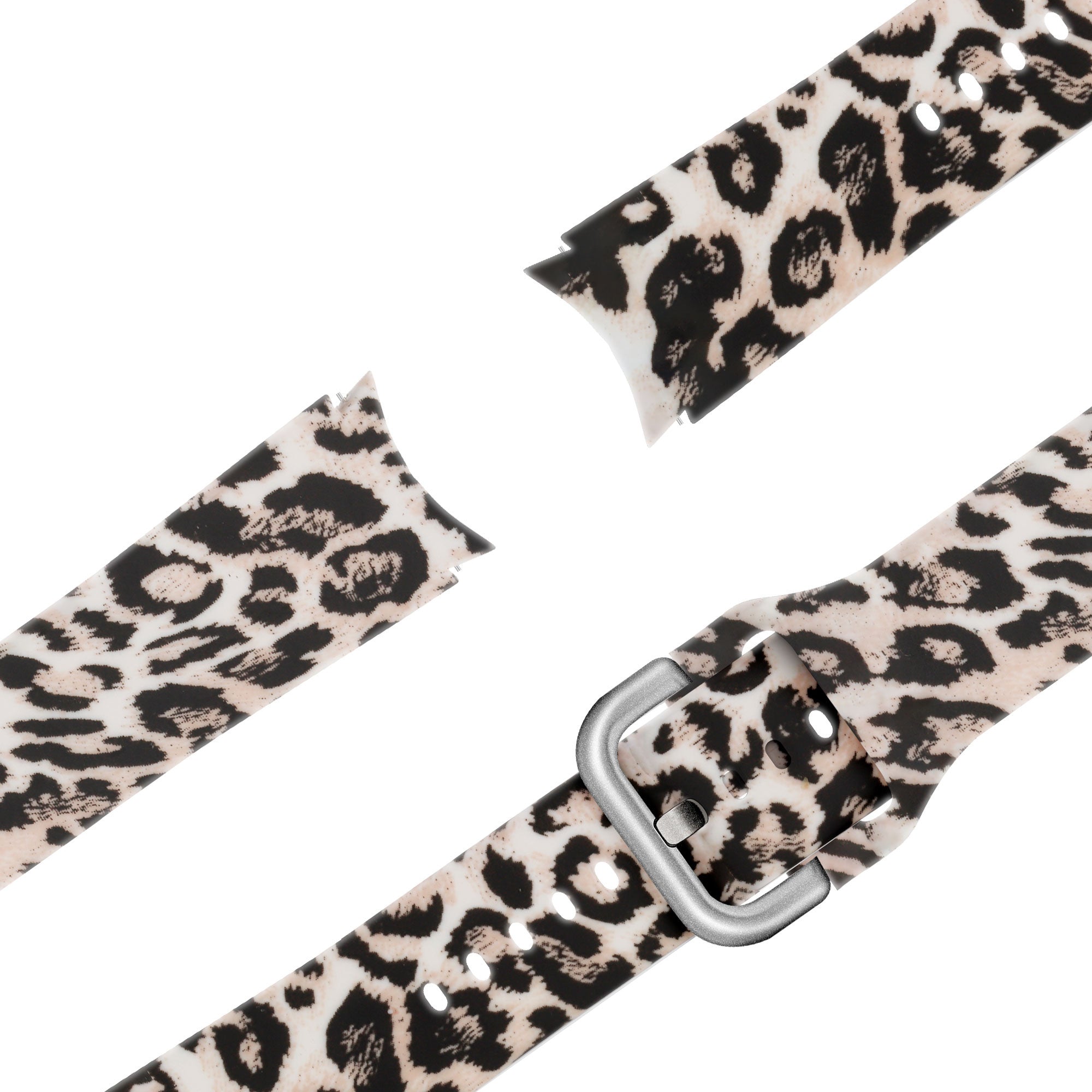 Silicone Patterned Strap, laid flat, joined, 45° top view