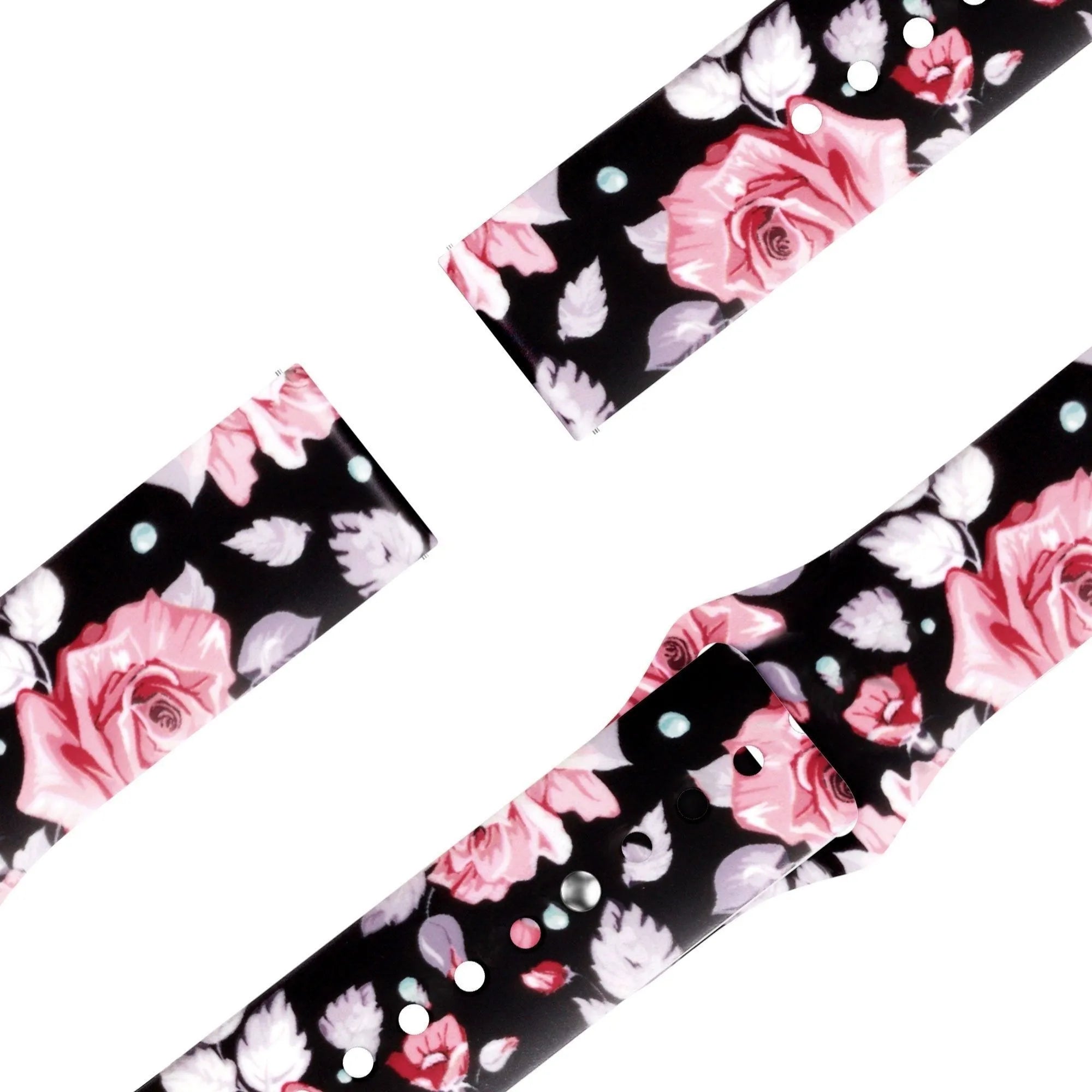 Silicone Patterned Strap, laid flat, joined, 45° top view