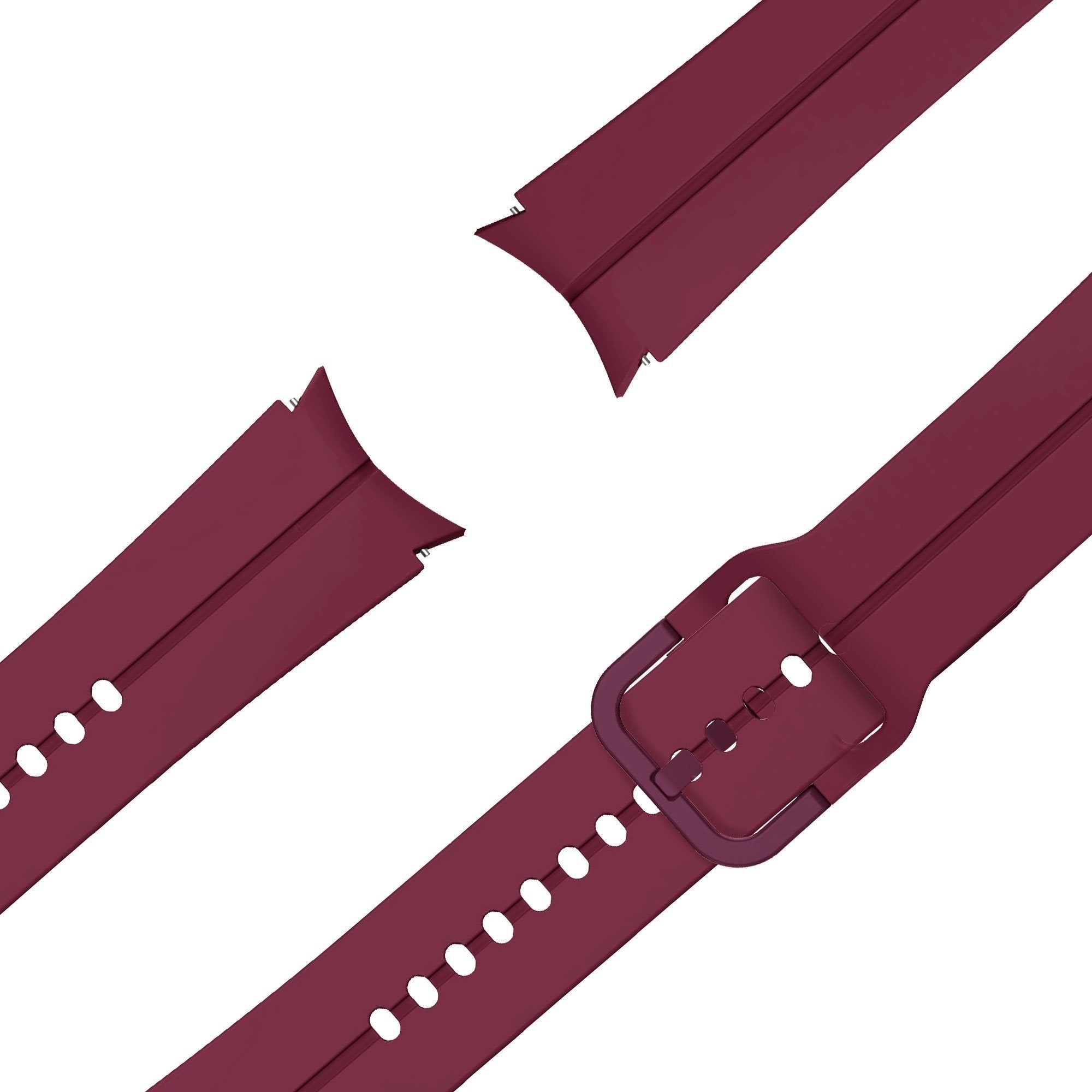 Silicone Strap 'Extreme', wine red, laid flat, joined, 45° top view