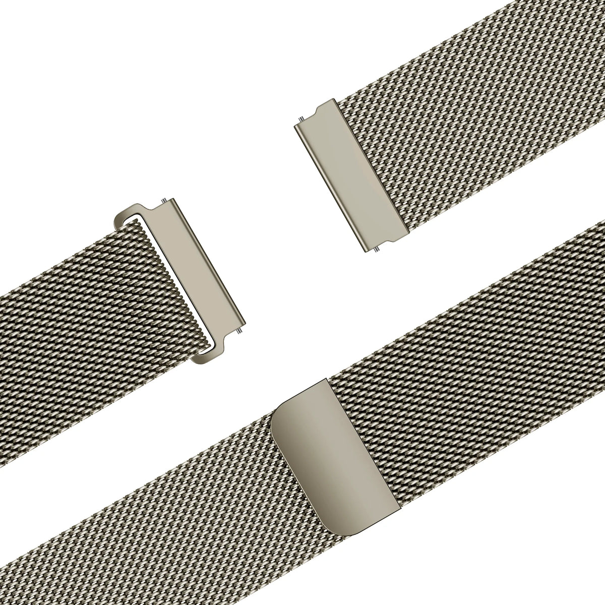 Milanese Strap 'Easy Fit', titanium, laid flat, joined, 45° top view