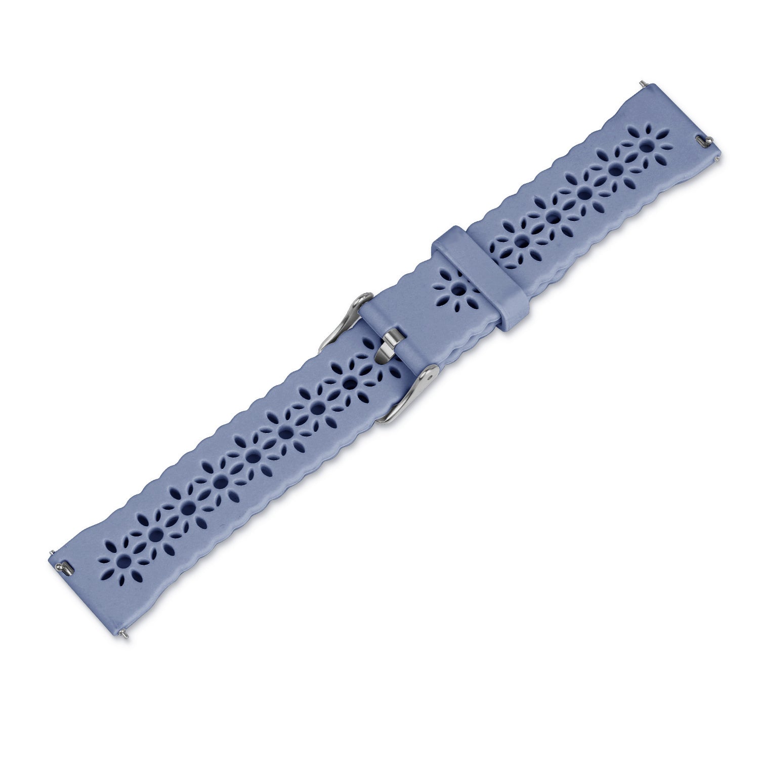 Patterned Silicone Strap, lavender grey, laid flat, joined, 45° top view