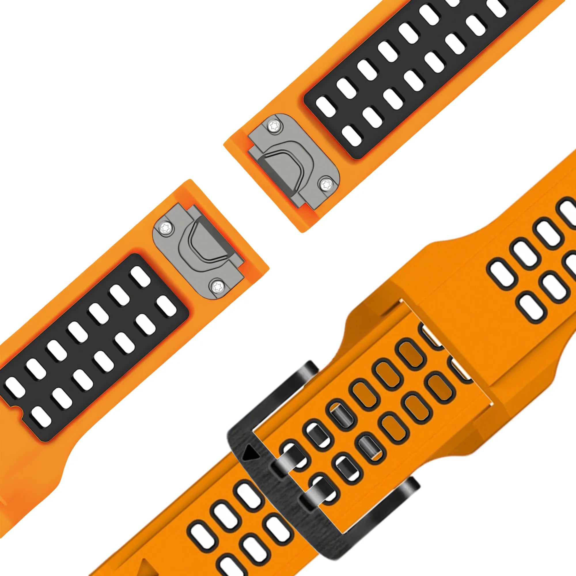 Bandz Bracelet sport avec boucle Garmin Quatix 5 / 6 / 7 (orange/noir)