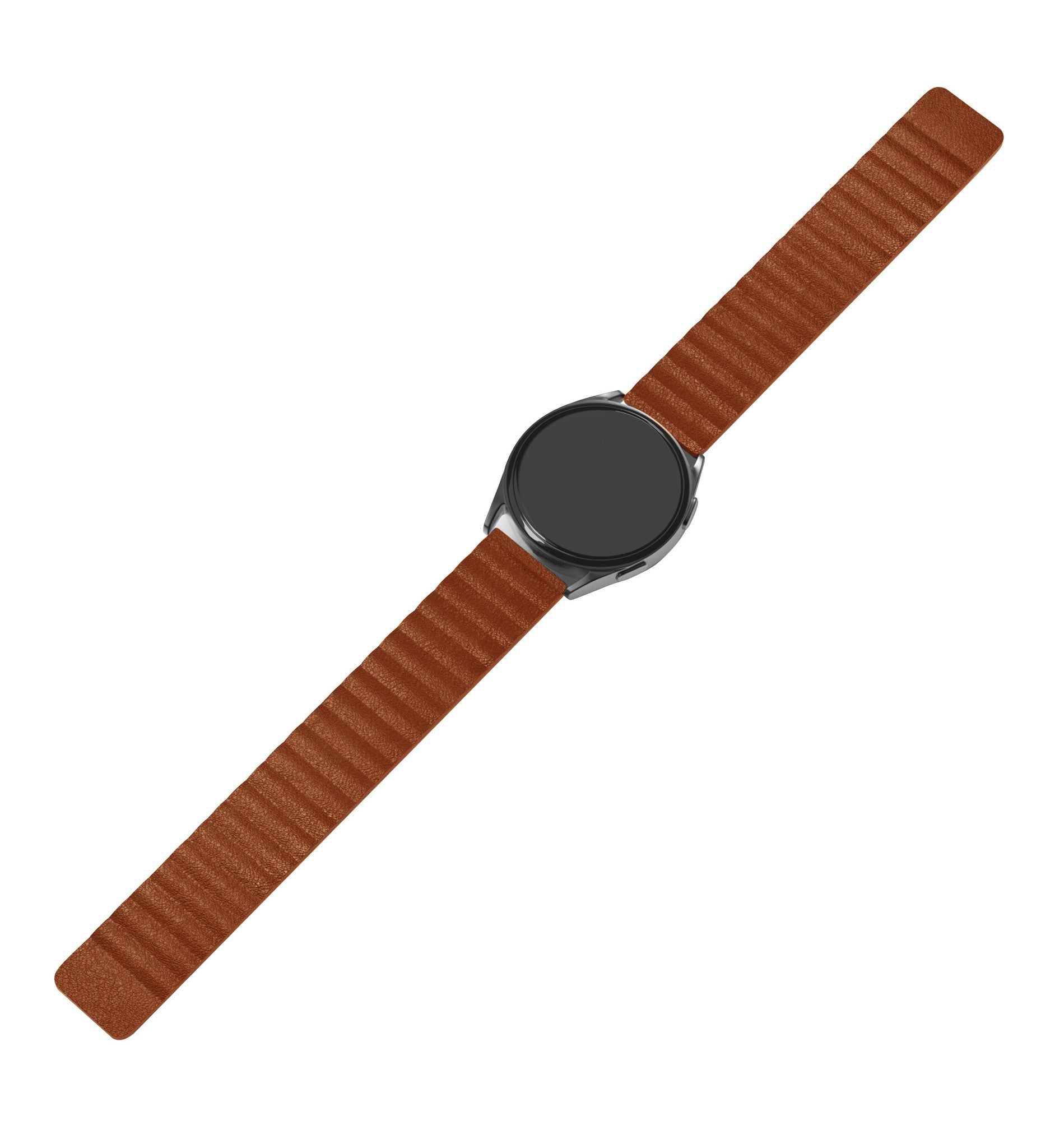 Leather Loop Strap, brown, laid flat, joined, 45° top view