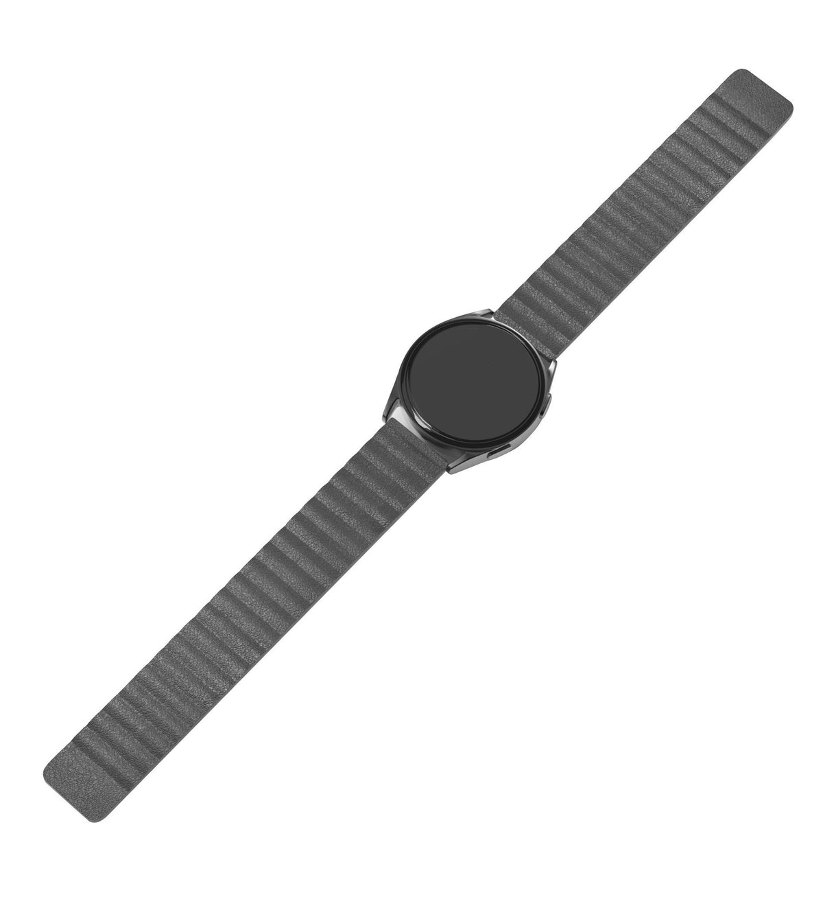 Leather Loop Strap, grey, laid flat, joined, 45° top view