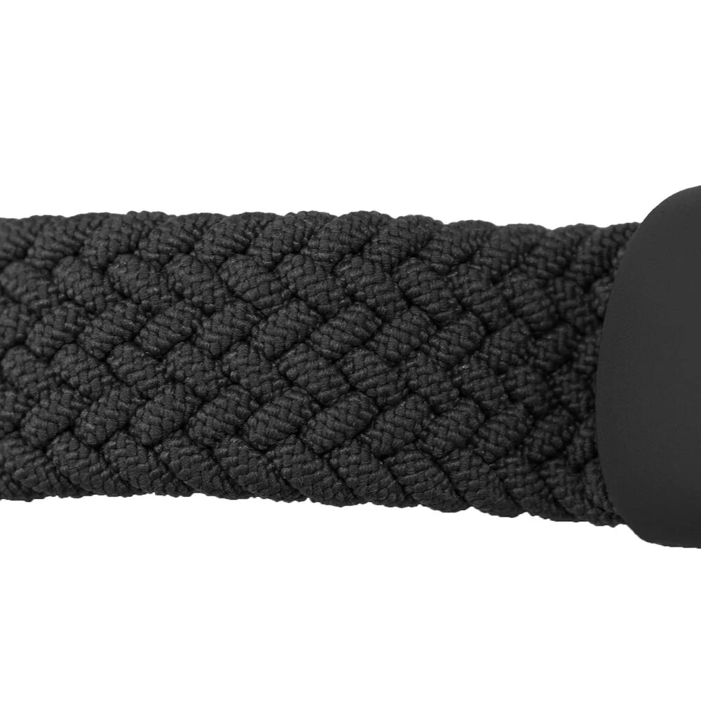 Nylon Mi Braided Strap, black, laid flat, joined, 45° top view