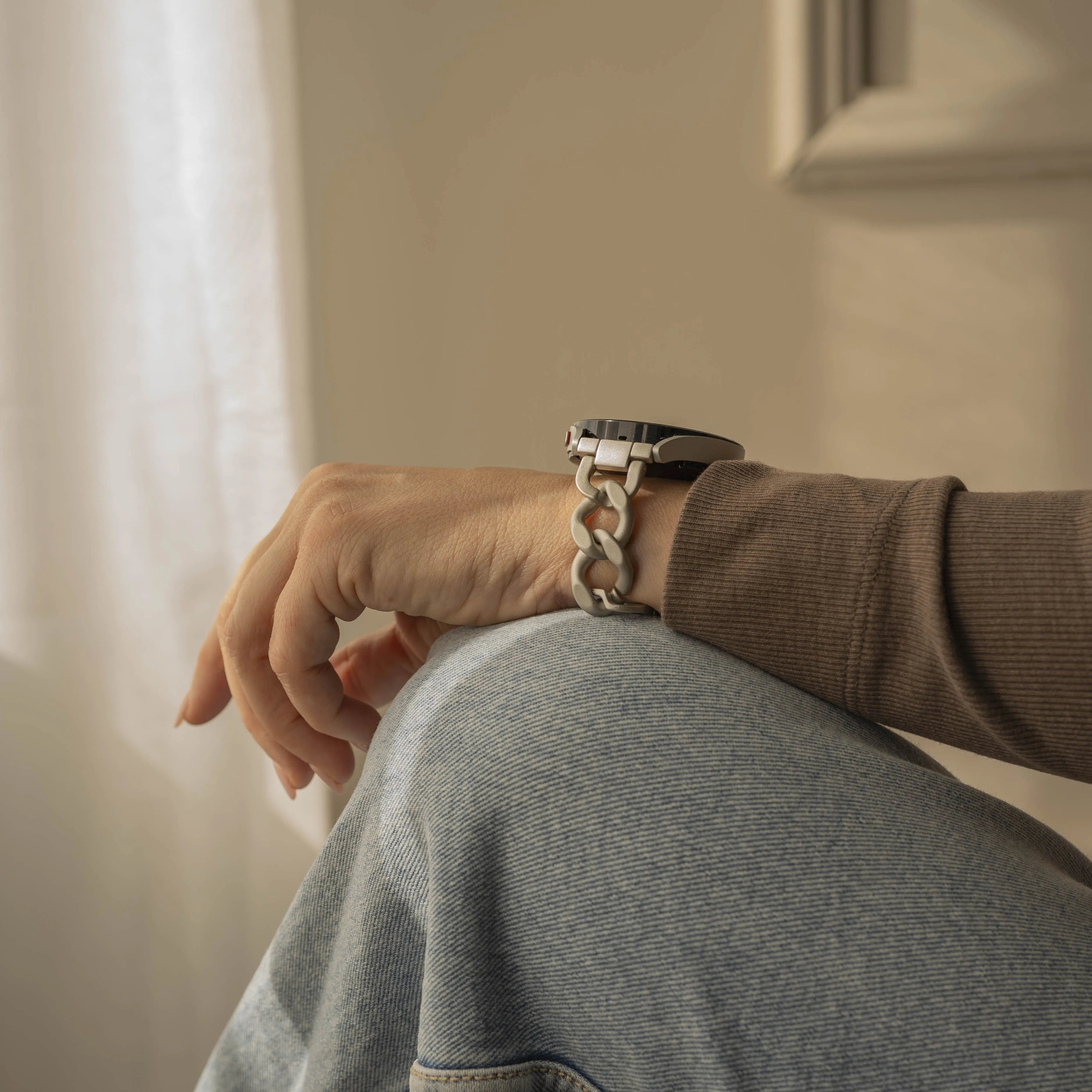 Bracelet chaîne acier Amazfit GTS 2 (lumiére stellaire)