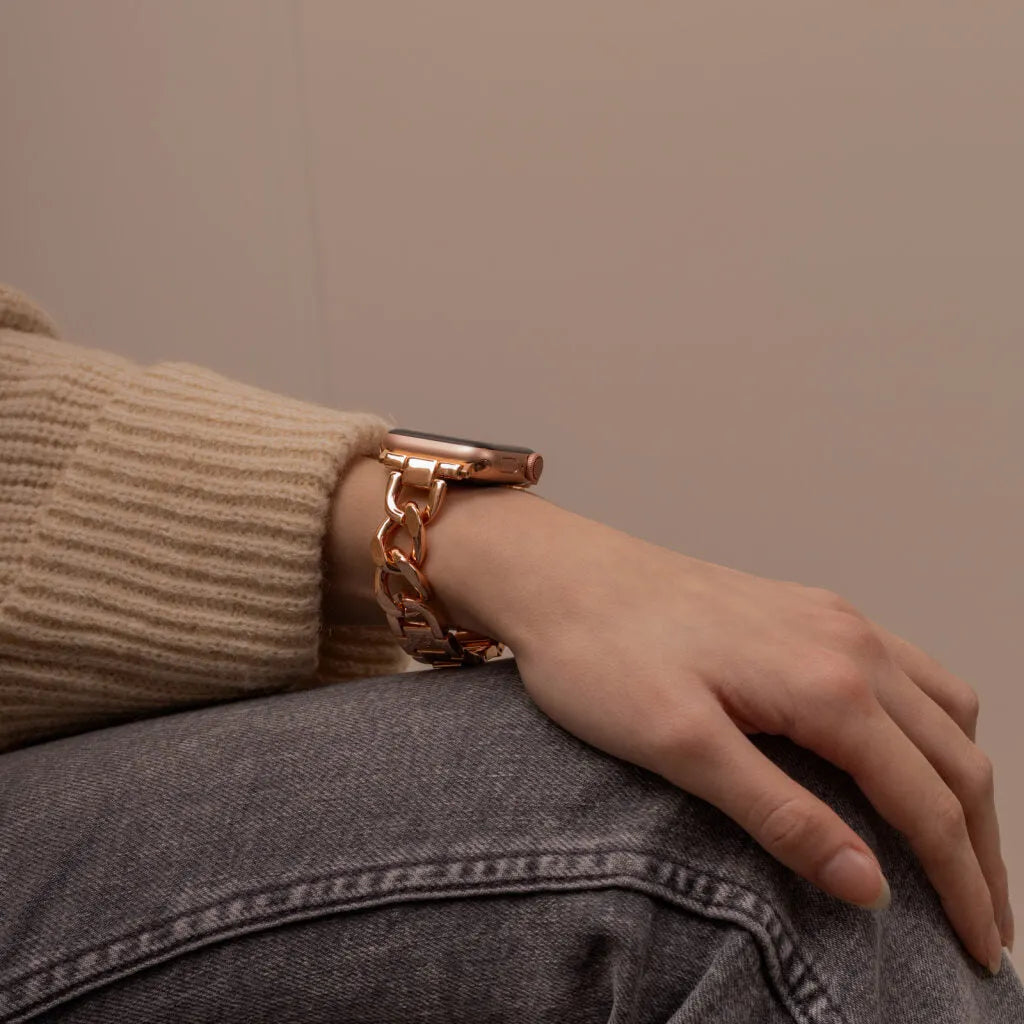 Bracelet chaîne acier Apple Watch (or rose)