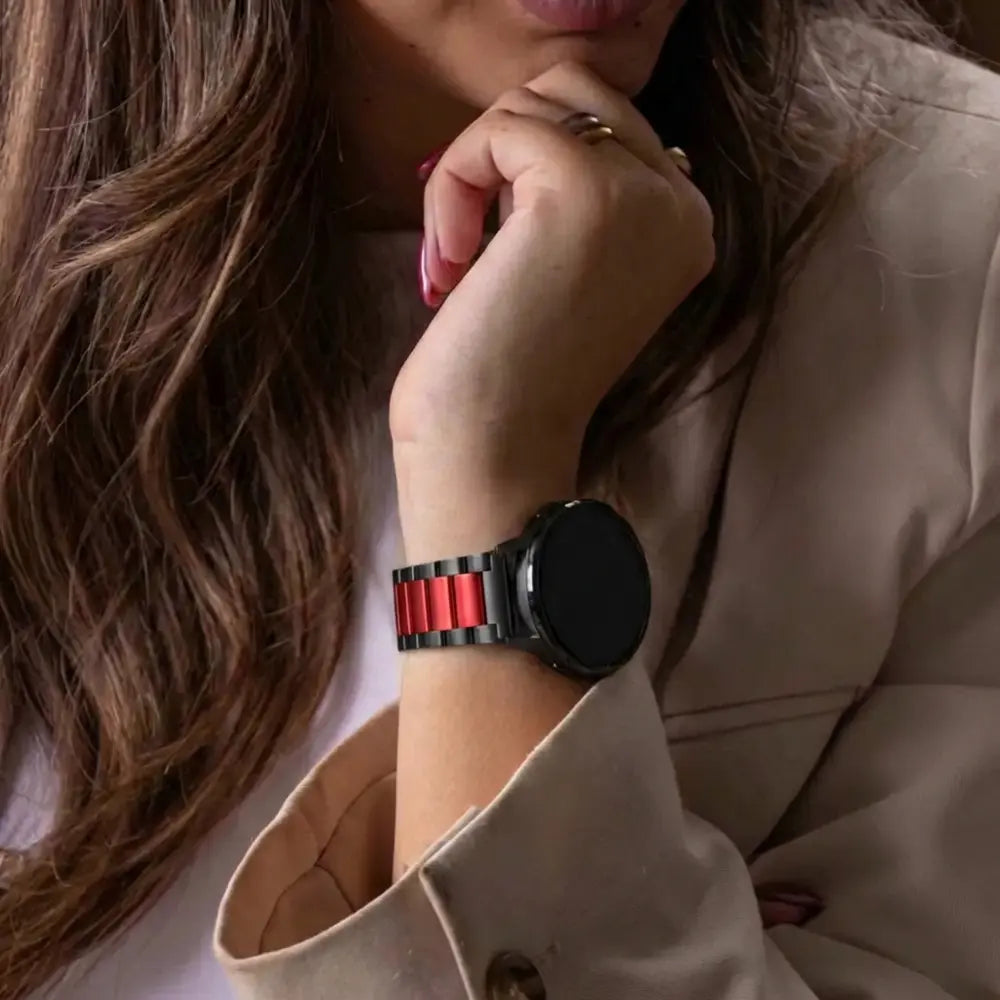 Bracelet acier Samsung Galaxy Watch 3 41mm (noir/rouge)