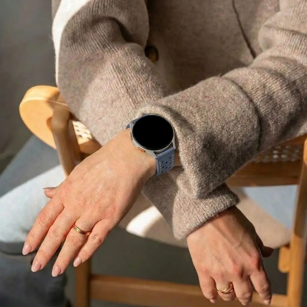 Bracelet cuir zephyr Huawei Watch GT 2 - 46mm (bleu)