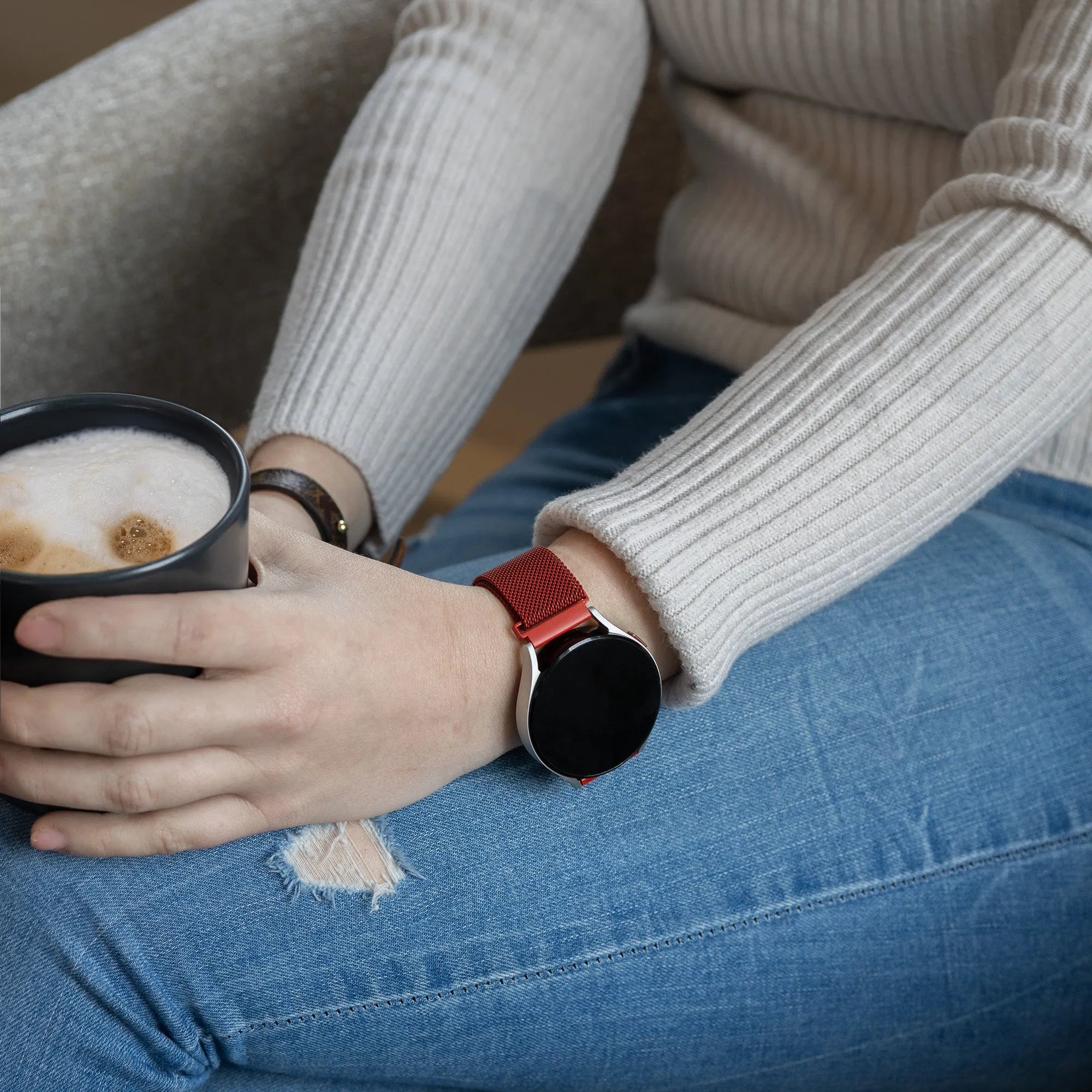 Milanese Strap, red, lifestyle photo