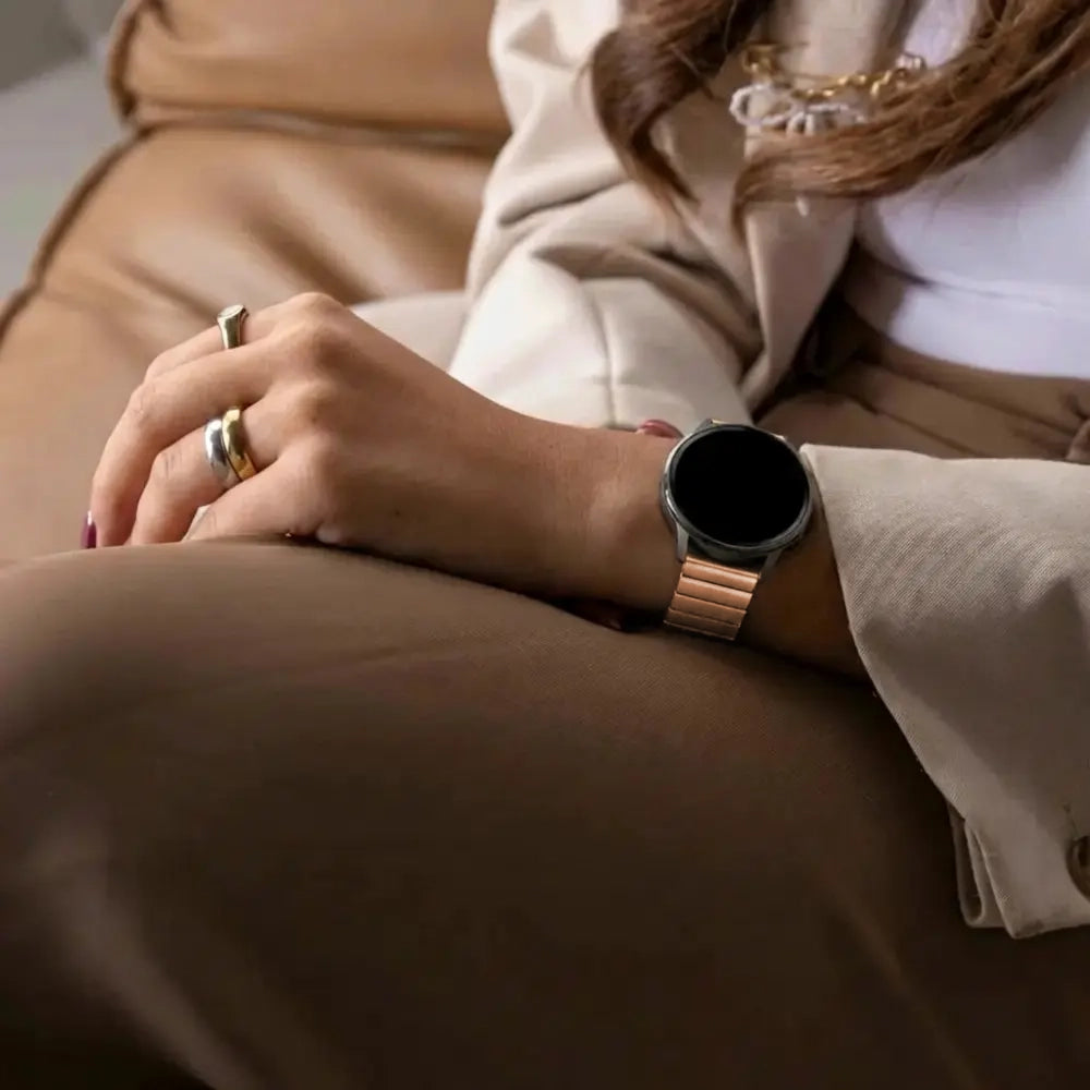 Bandz Bracelet acier 'One Bead' Garmin Vivomove HR (or rose)
