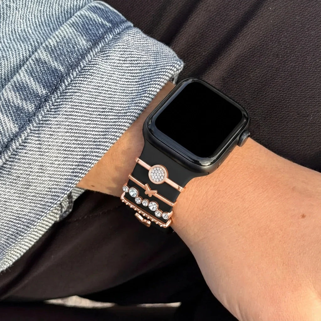 Bracelet smartwatch avec charms - Papillon (or rose)