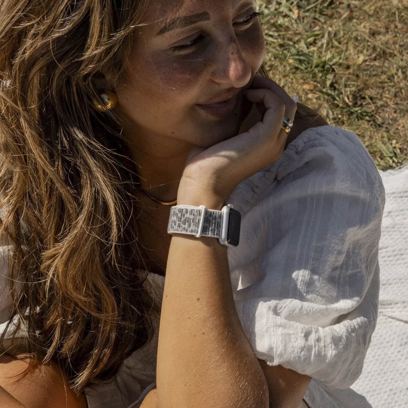 Bracelet nylon xoxo Wildhearts Apple Watch (blanc léopard)