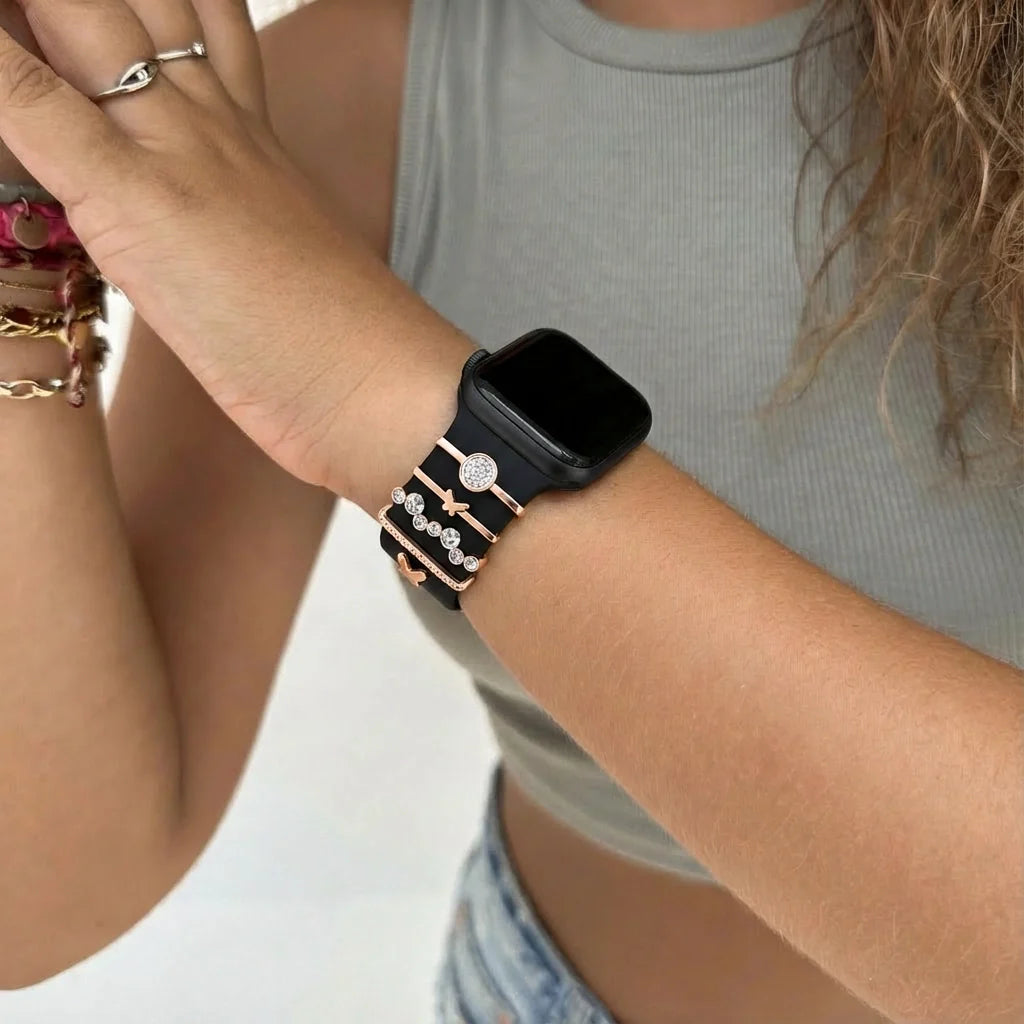 Bracelet smartwatch avec charms - Papillon (or rose)