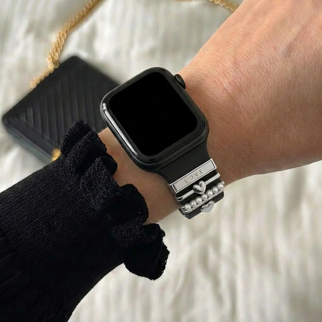 Bracelet smartwatch avec charms - Coeurs (argent)