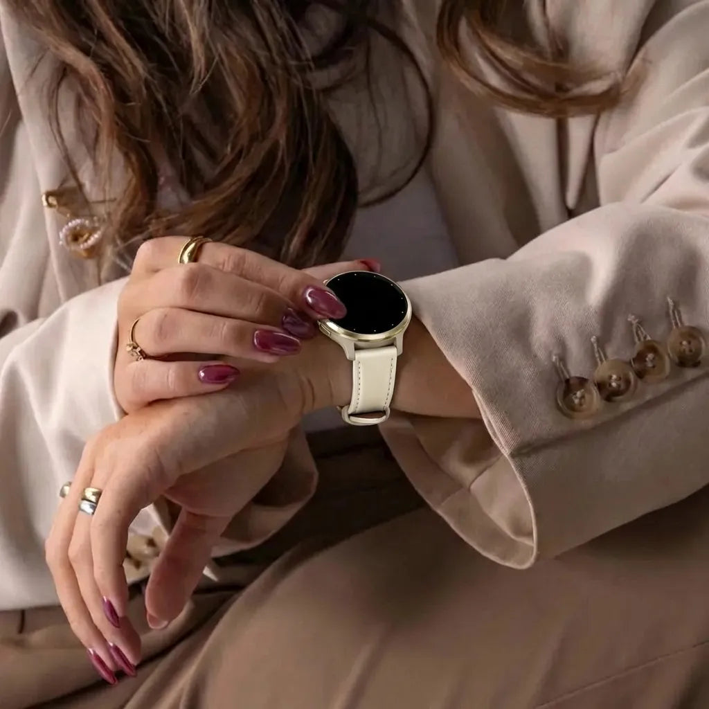 Bandz Bracelet cuir 'Deluxe' Garmin Venu 2s (beige)