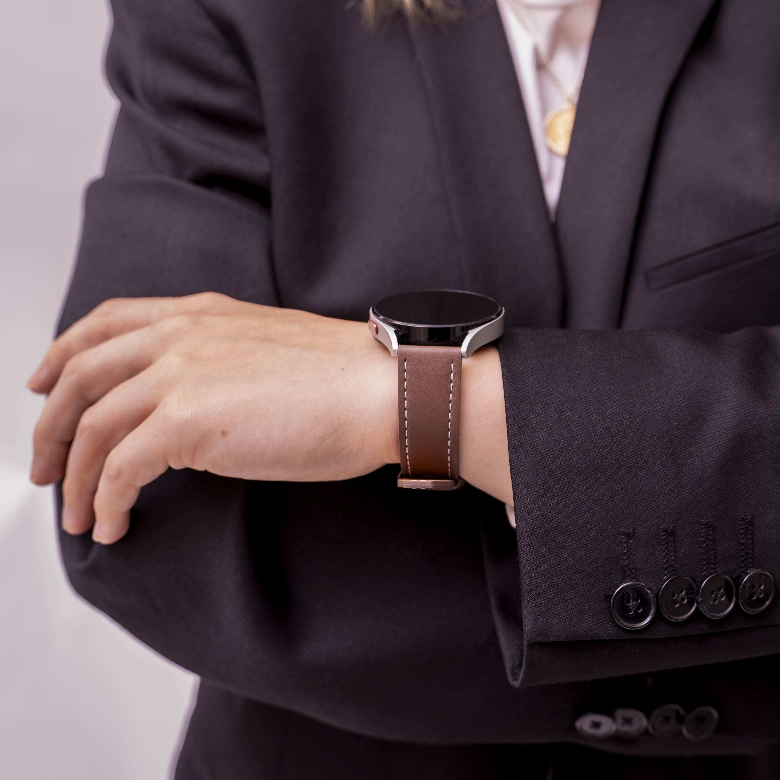 Bracelet cuir 'One Push' Huawei Watch GT 3 42mm (marron foncé)