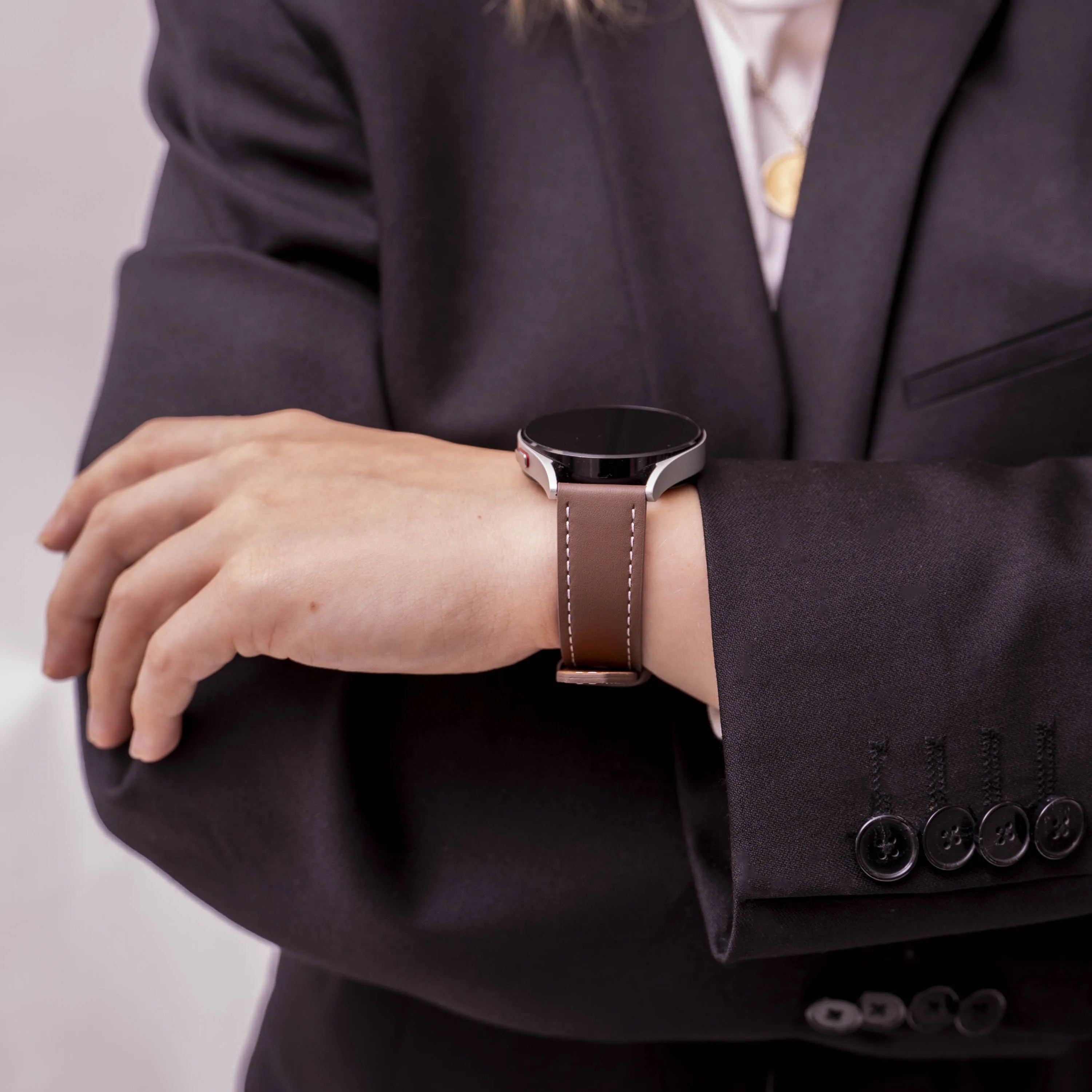 OnePlus Watch 3 - 43mm 'One Push' Leather Strap (Dark Brown)