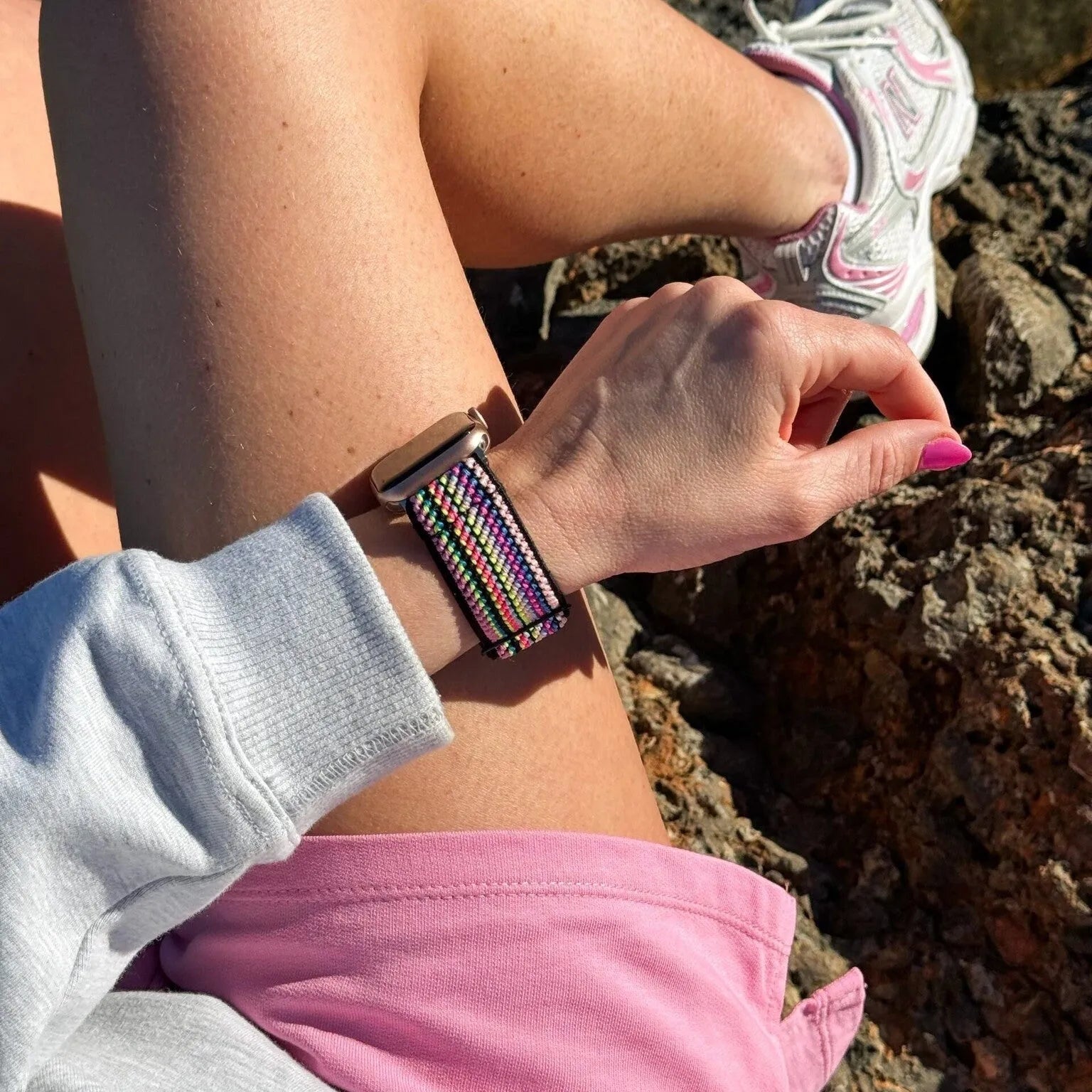 Bracelet élastique Apple Watch (rayures colorées)