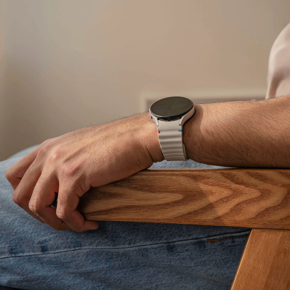 Wave Silicone Strap, starlight, lifestyle photo