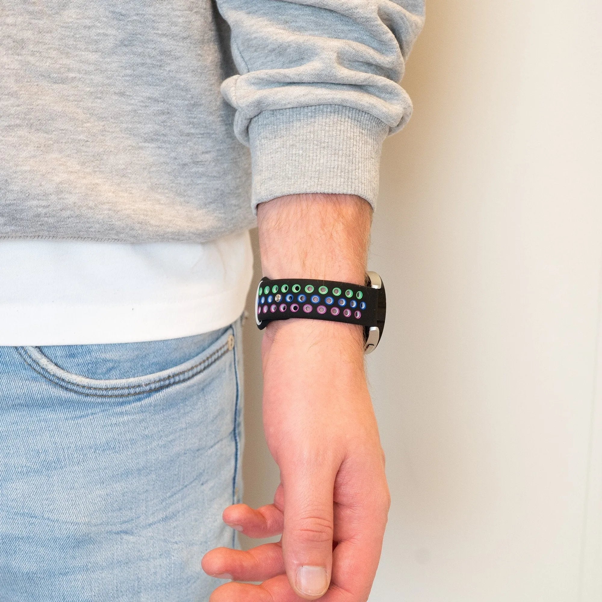 Bandz Bracelet sport 'Deluxe' Coros Apex 2 (noir/arc-en-ciel)