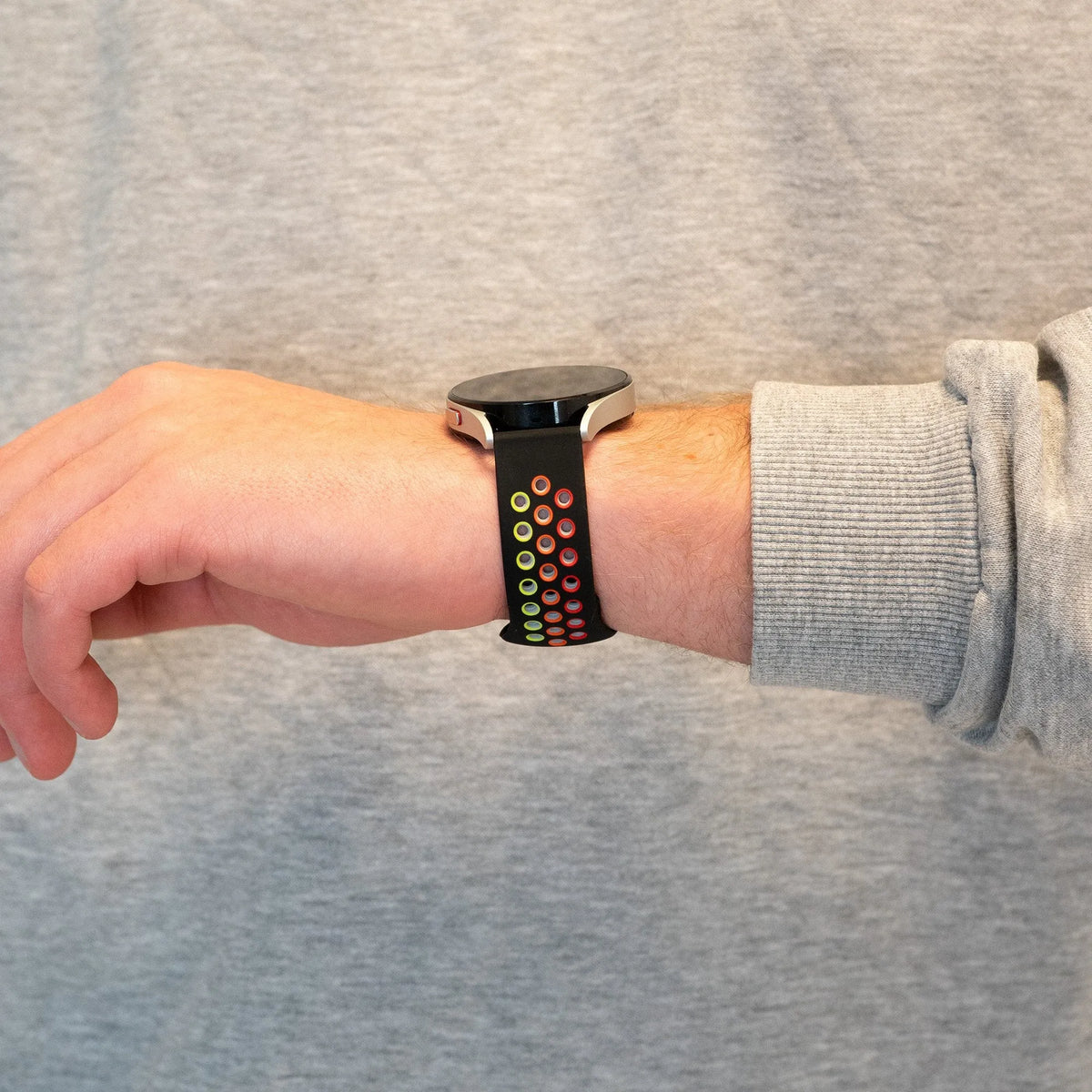 Silicone Sport Strap 'Deluxe', black/colourful, lifestyle photo