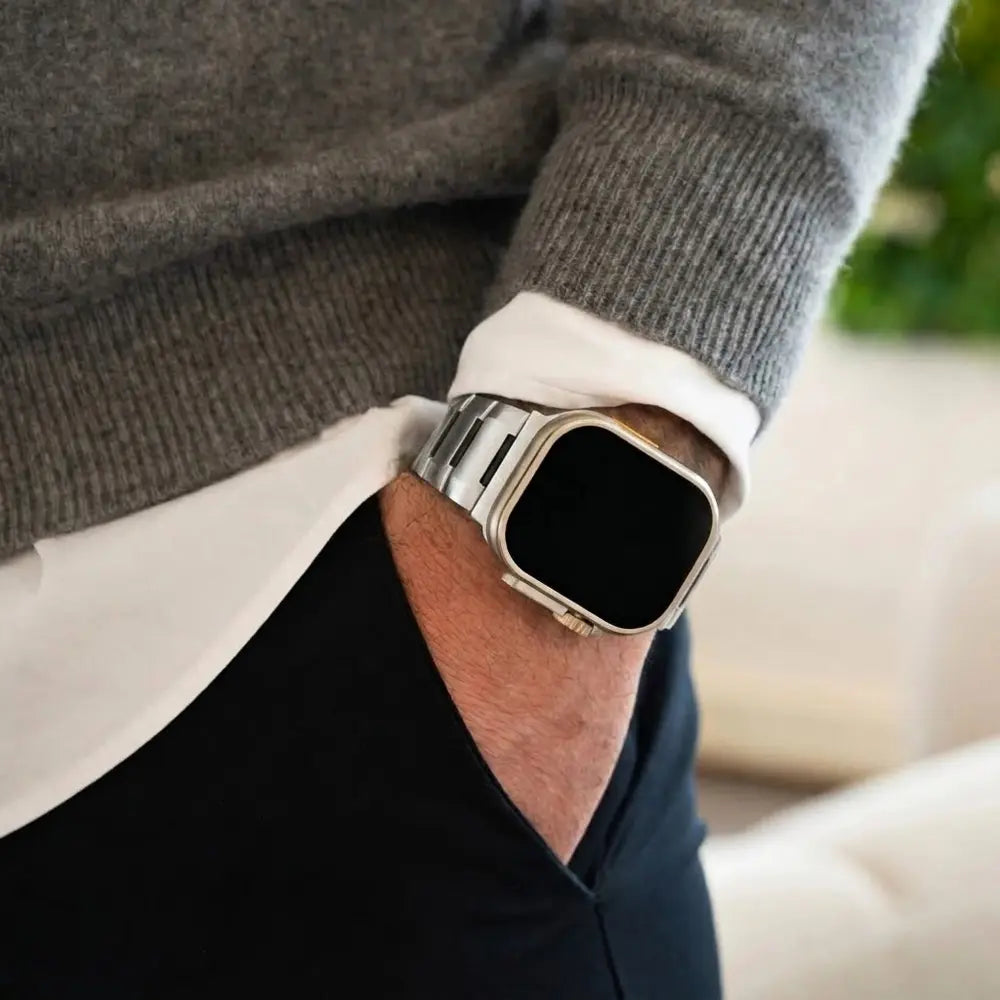 Bracelet acier hybride Apple Watch Ultra (titane/noir)