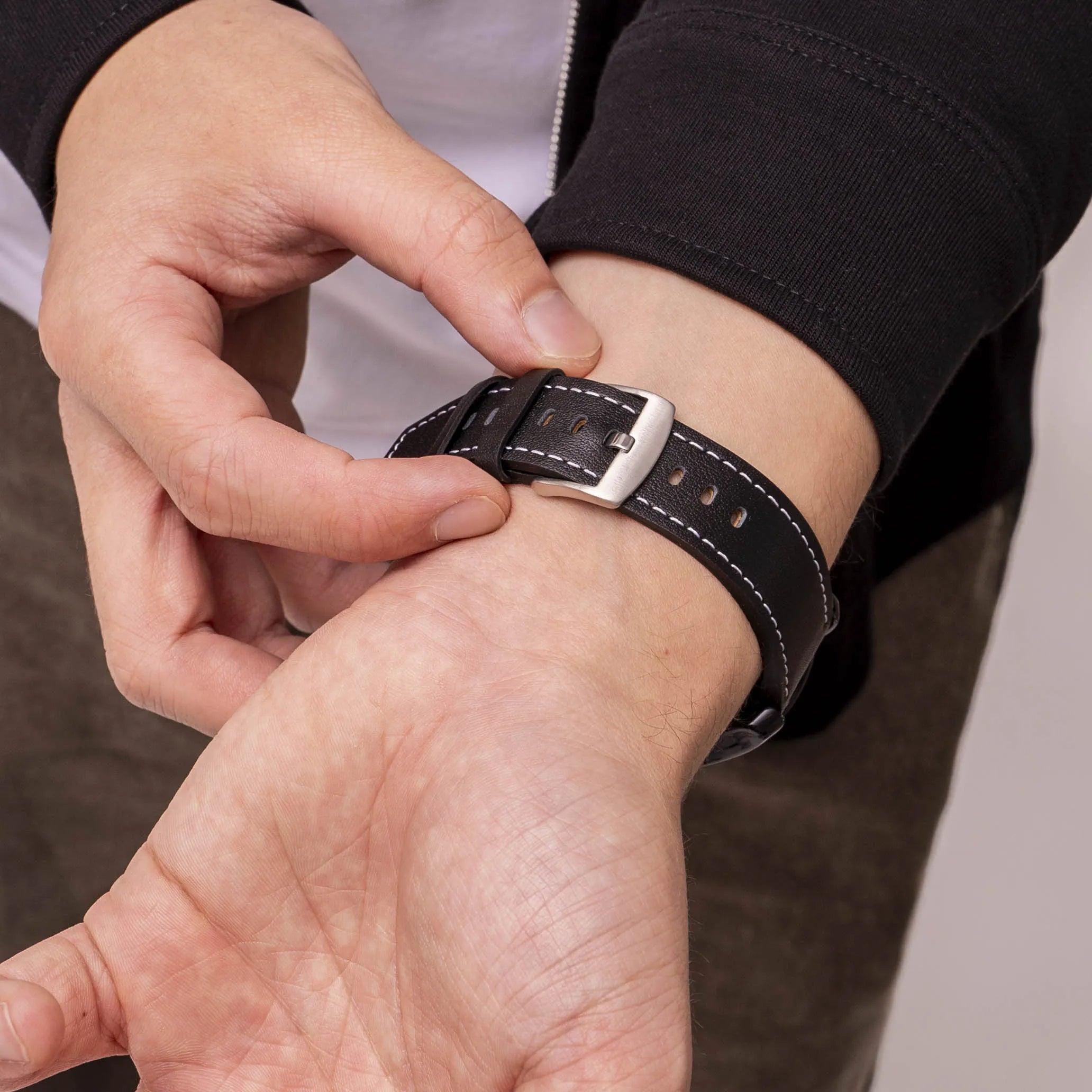 Bracelet cuir 'One Push' Suunto Nautic S (noir)