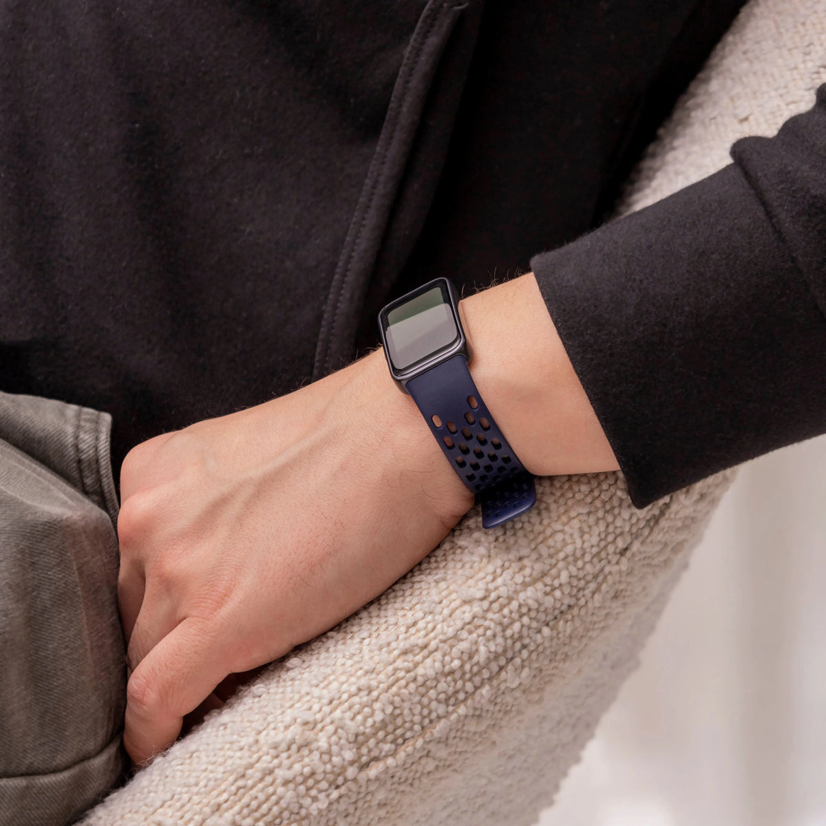 Breathable Silicone Strap, dark blue, lifestyle photo