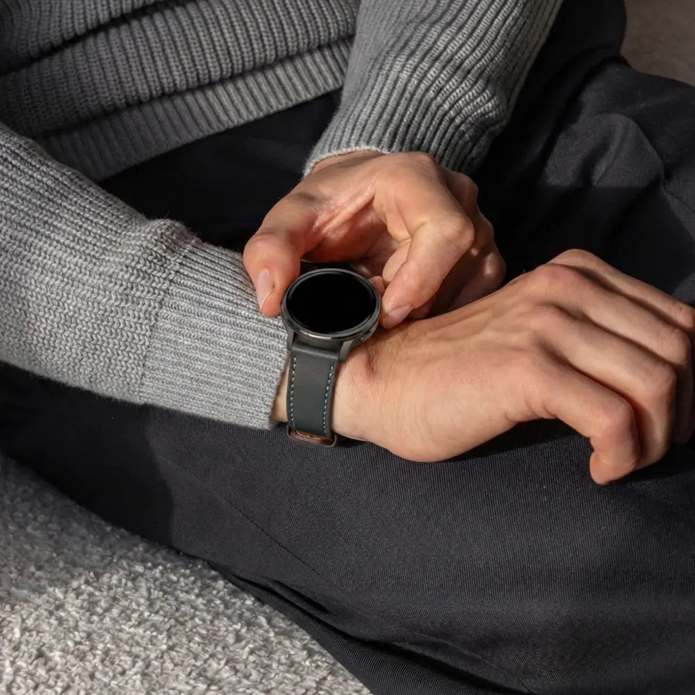 Bandz Bracelet cuir 'Deluxe' Garmin Venu 4 - 45mm (noir)