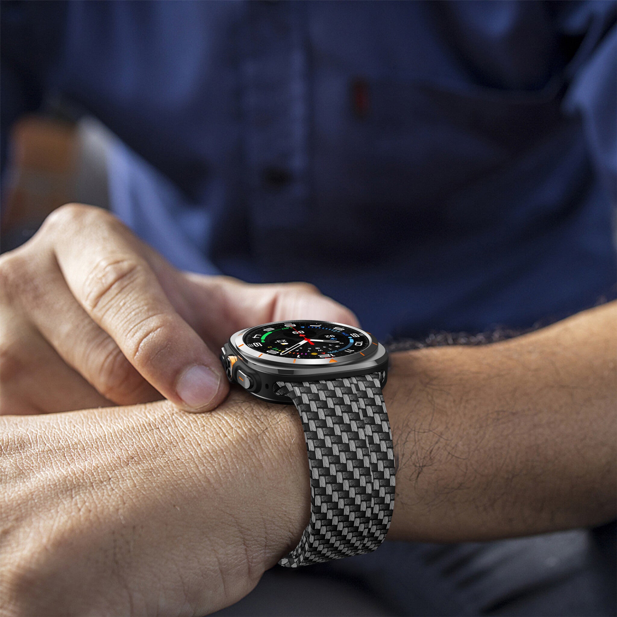 Carbon Fibre Samsung Galaxy Watch Ultra Silicone Strap