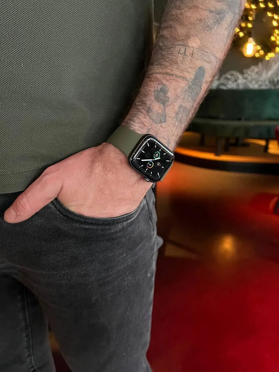 Silicone Sport Strap, army green, lifestyle photo