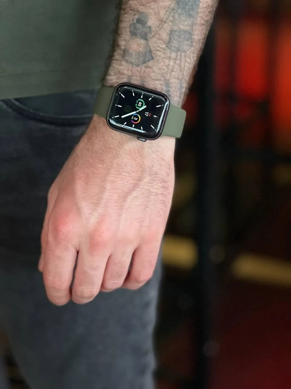 Silicone Sport Strap, army green, lifestyle photo