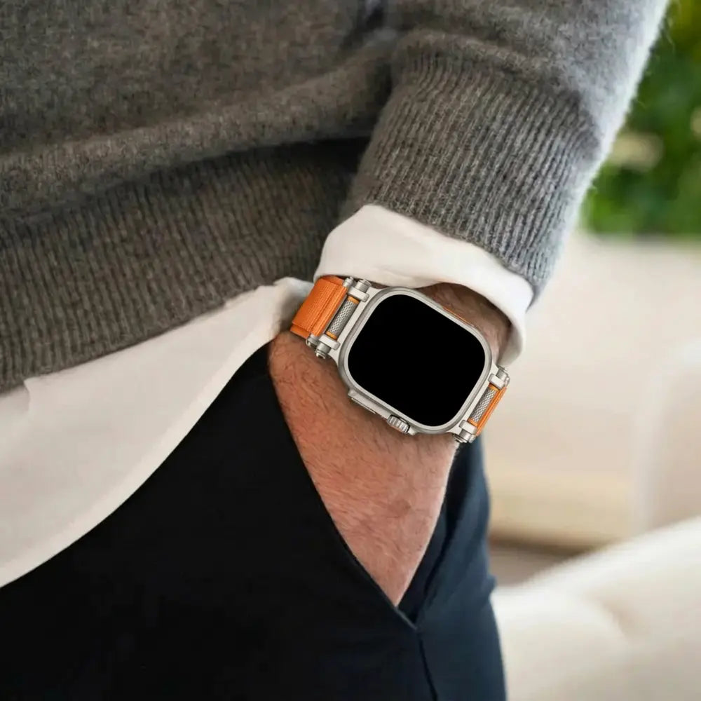 Bandz Bracelet nylon 'Explorer' Apple Watch Ultra (orange avec titane)
