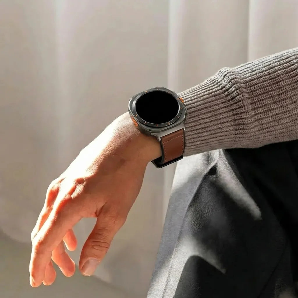 Bandz Bracelet cuir hybride avec boucle Samsung Galaxy Watch Ultra (marron)