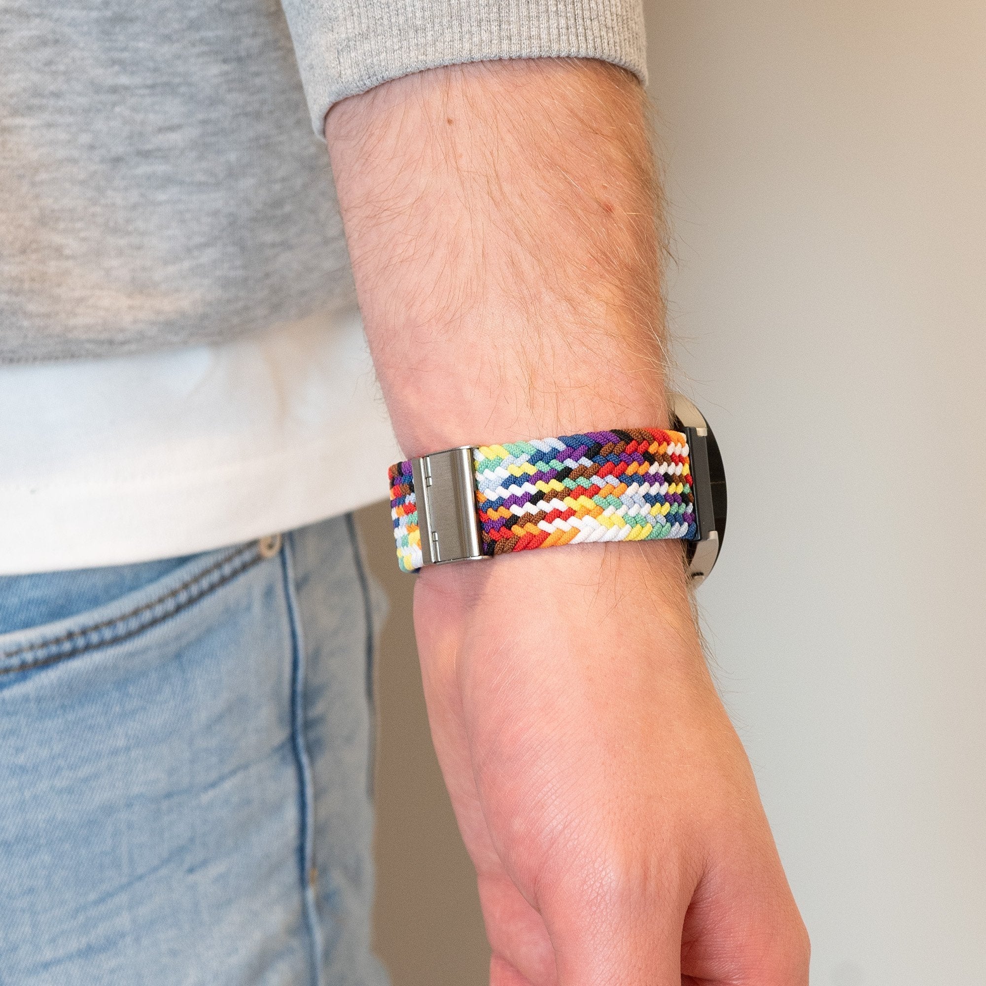 Bandz Bracelet nylon tressé Garmin Vivomove Style (arc-en-ciel)