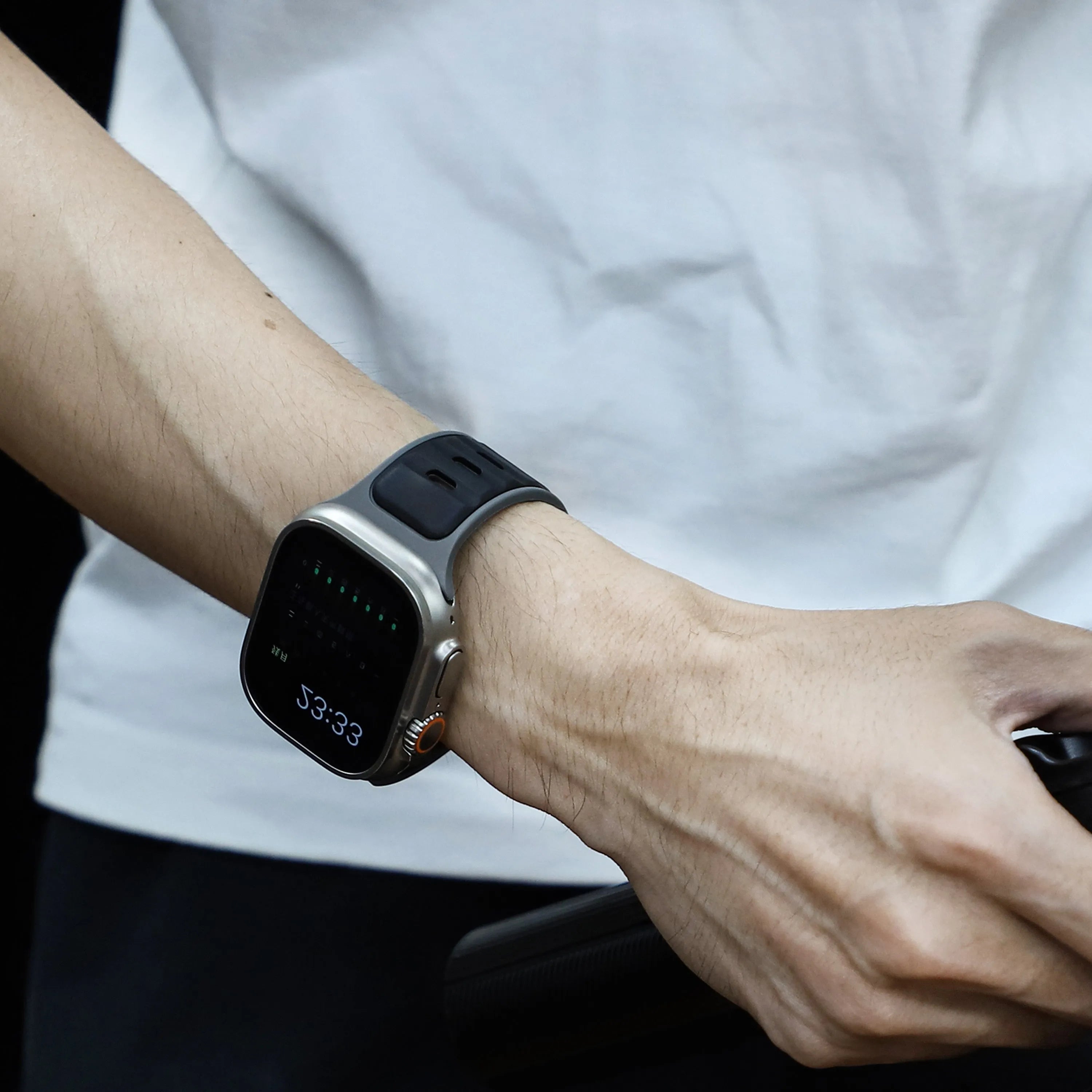 Bracelet silicone outdoor pour Apple Watch (noir/gris)