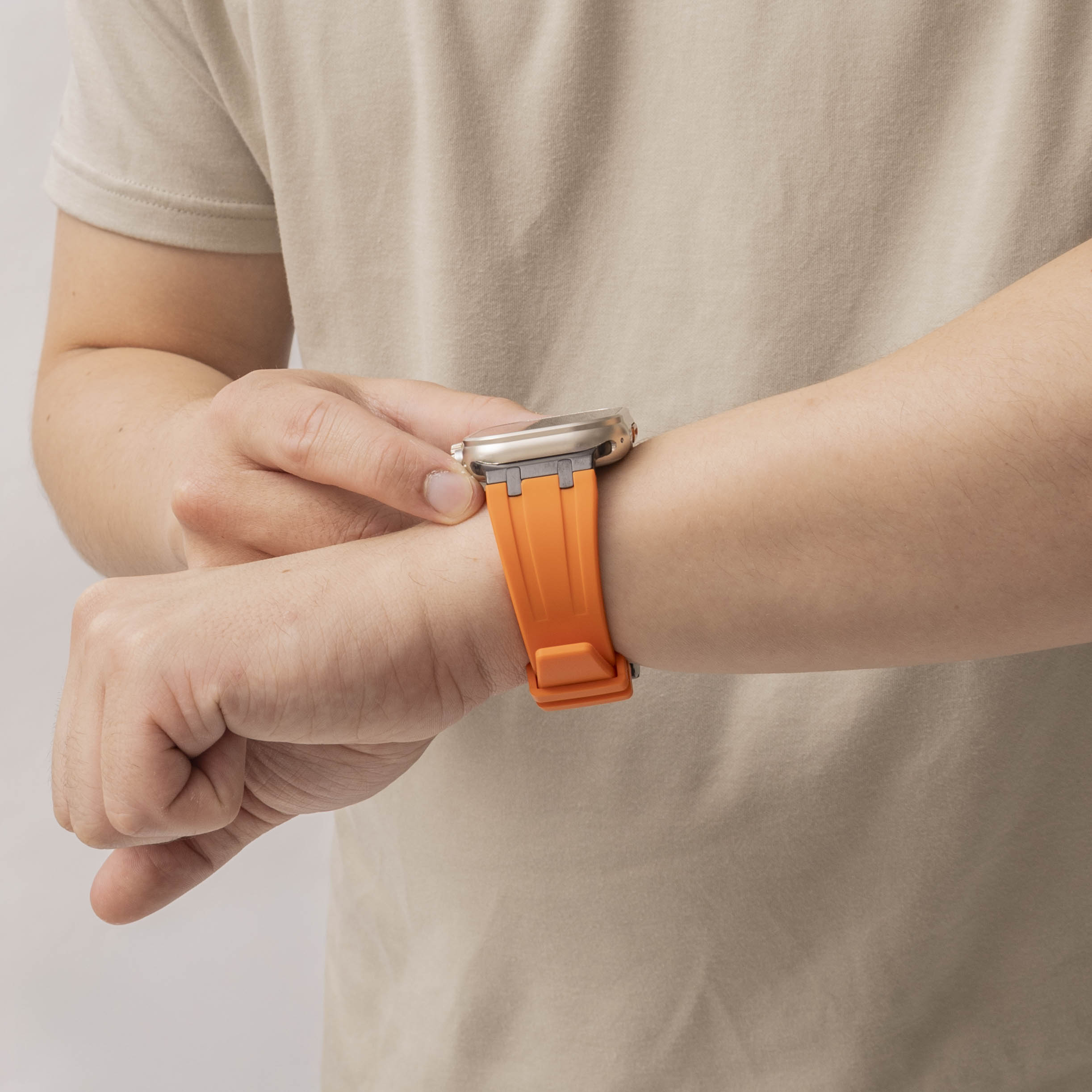 Apple Watch Ultra Luxury Liquid Silicone Strap (Orange/Black)