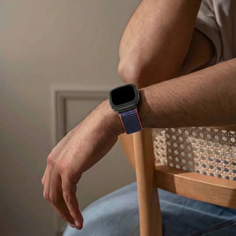 Fitbit Versa 4 Nylon Strap (Pink-Indigo)
