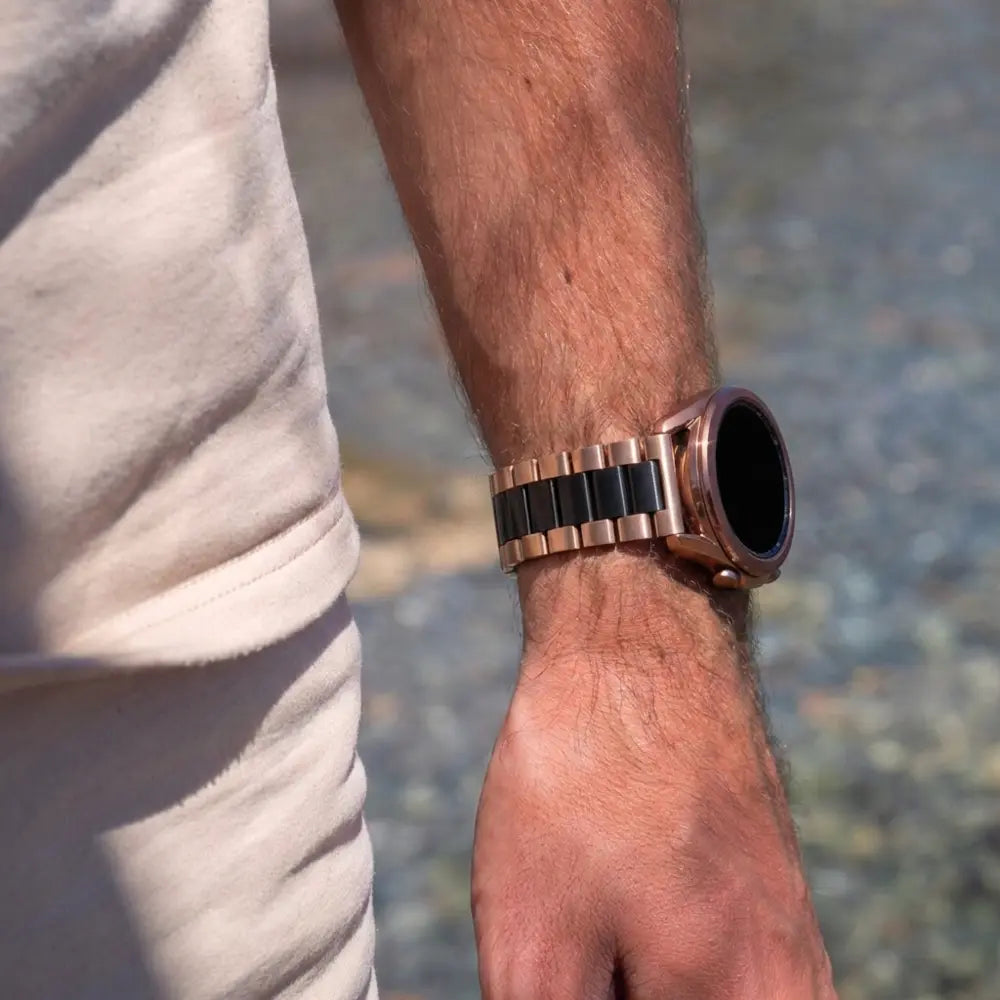 Bracelet acier Samsung Galaxy Watch 46mm (or rose/noir)