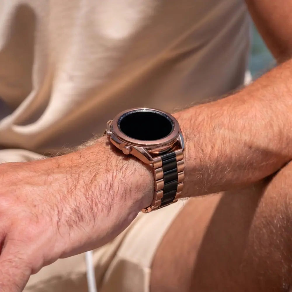Bracelet acier Samsung Galaxy Watch 46mm (or rose/noir)