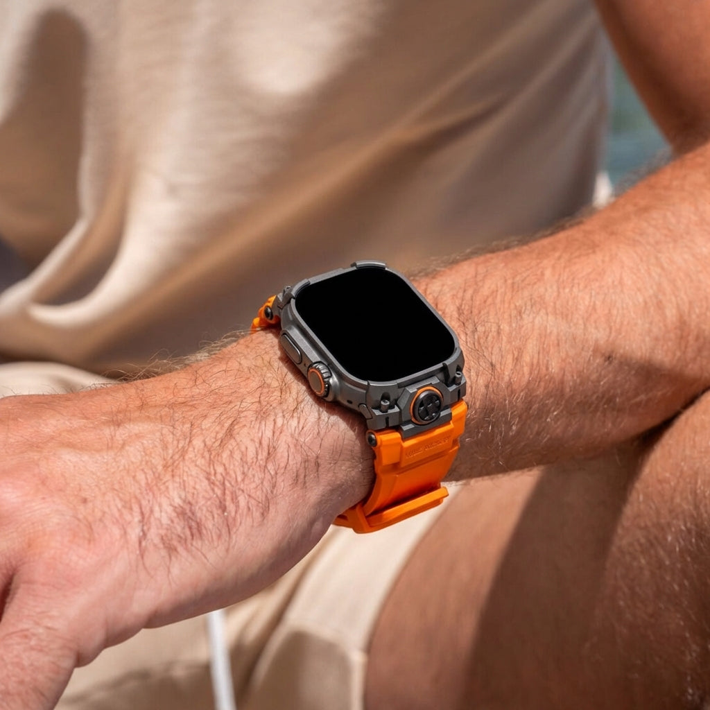 Apple Watch Ultra 'Four Claw' Silicone Strap (Orange/Black)