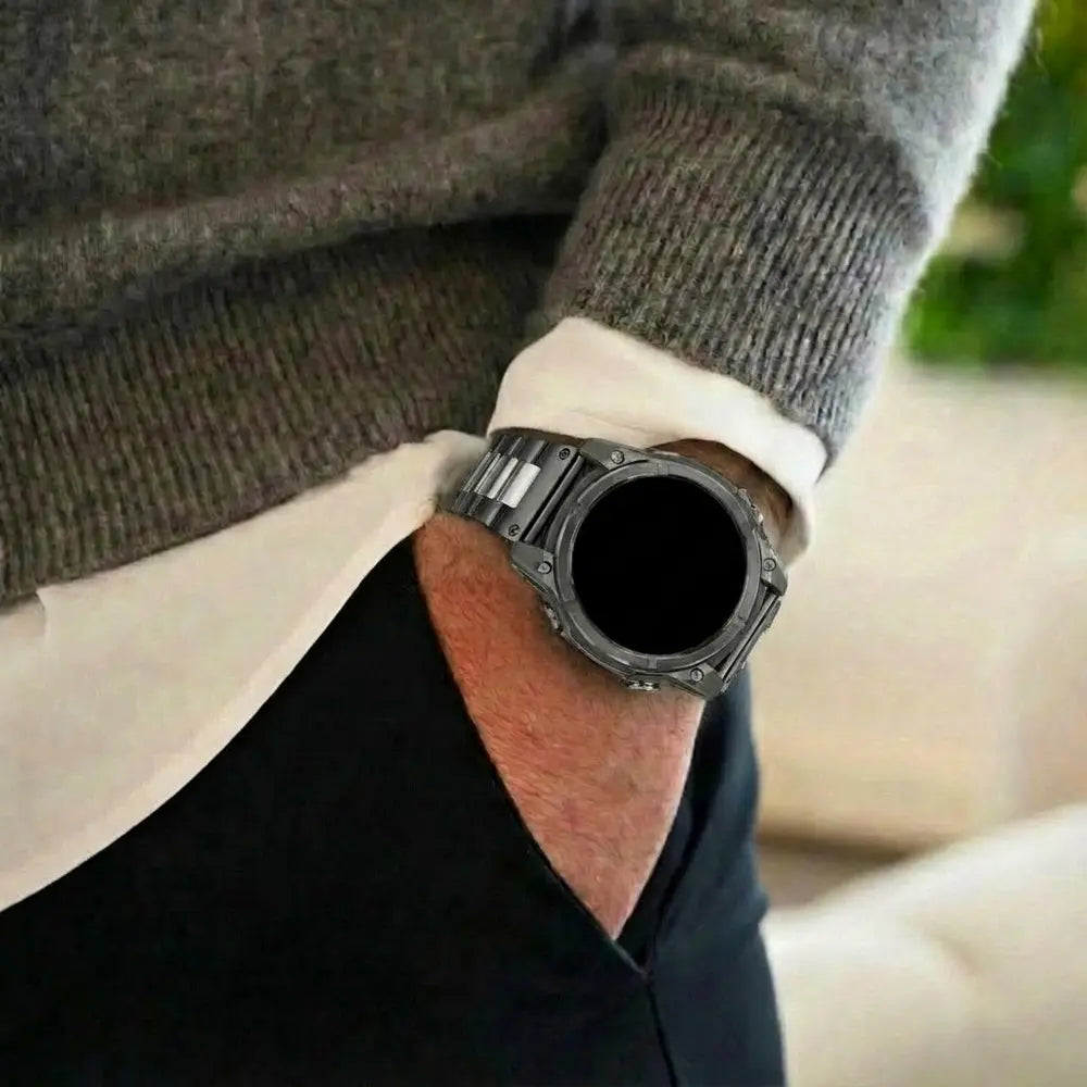 Premium Steel Strap, black/silver, lifestyle photo