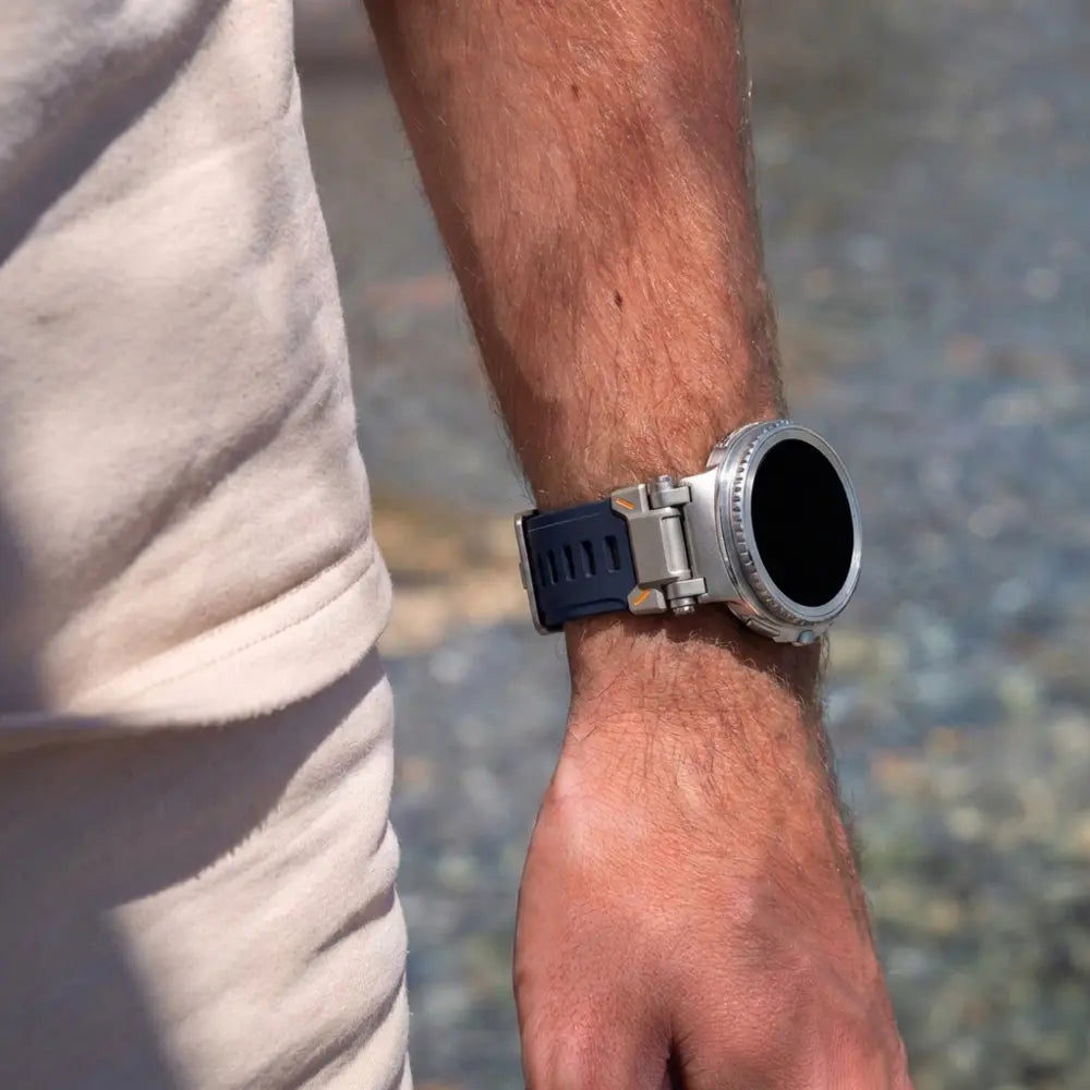 Samsung Galaxy Watch 8 Classic 'Explorer' Silicone Strap (Blue with Titanium)