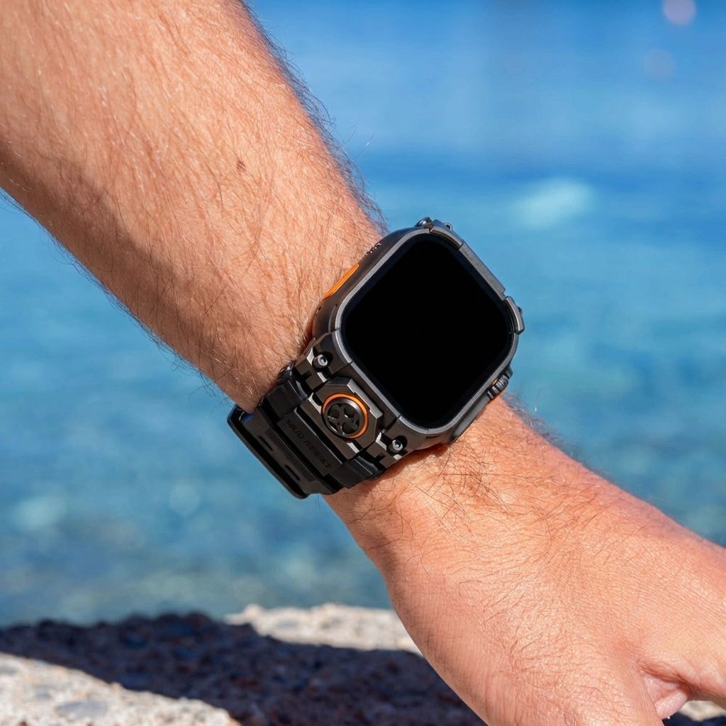 Apple Watch Ultra 'Four Claw' Silicone Strap (Black with Black)