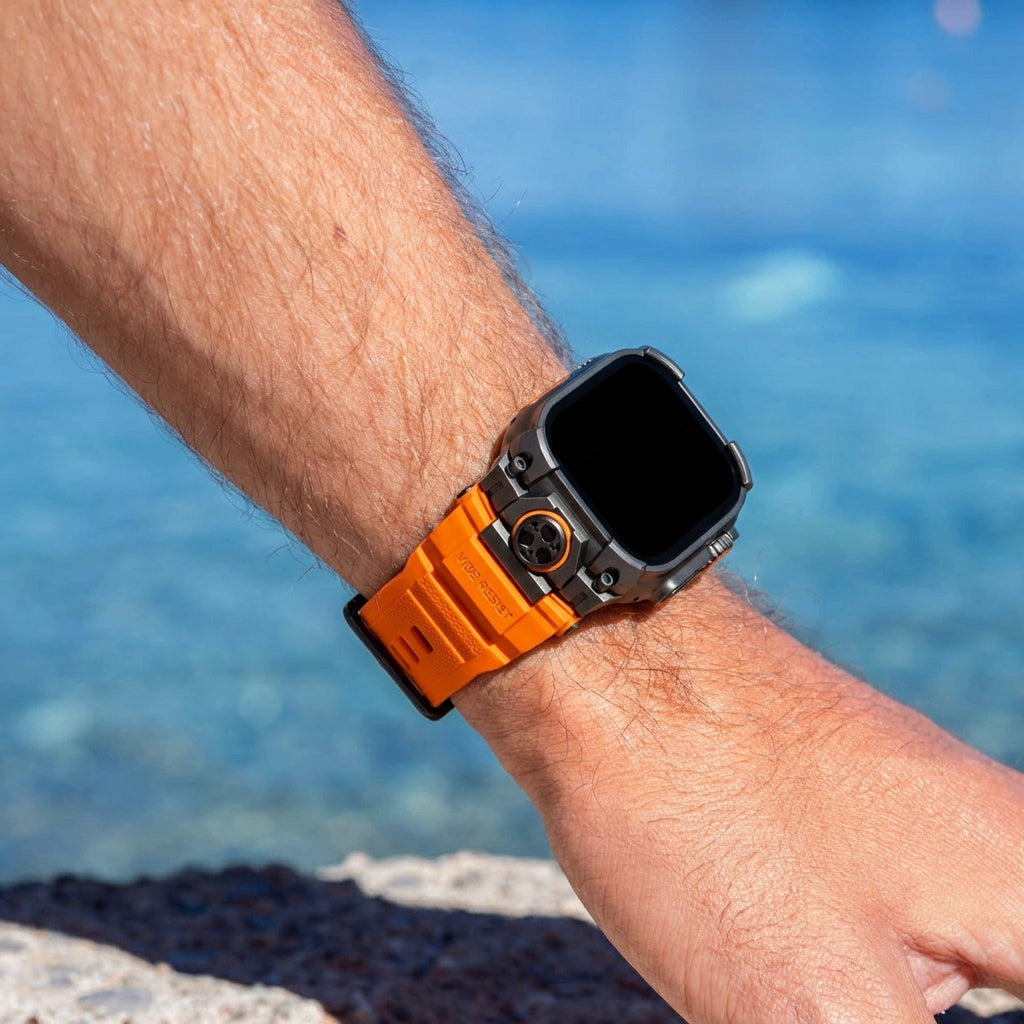 Apple Watch Ultra 'Four Claw' Silicone Strap (Orange/Black)