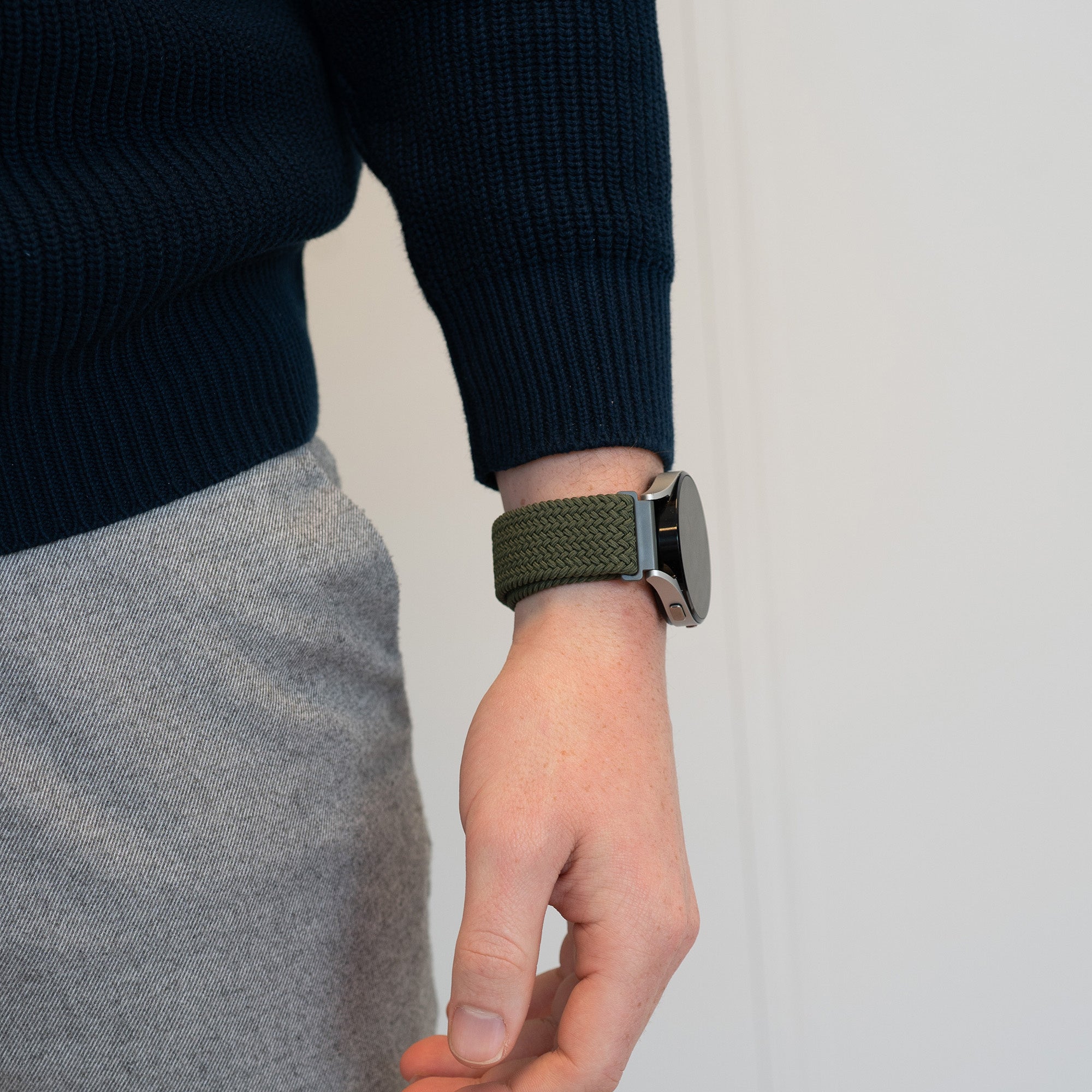 Bandz Bracelet nylon tressé Garmin Vivomove Style (vert olive)