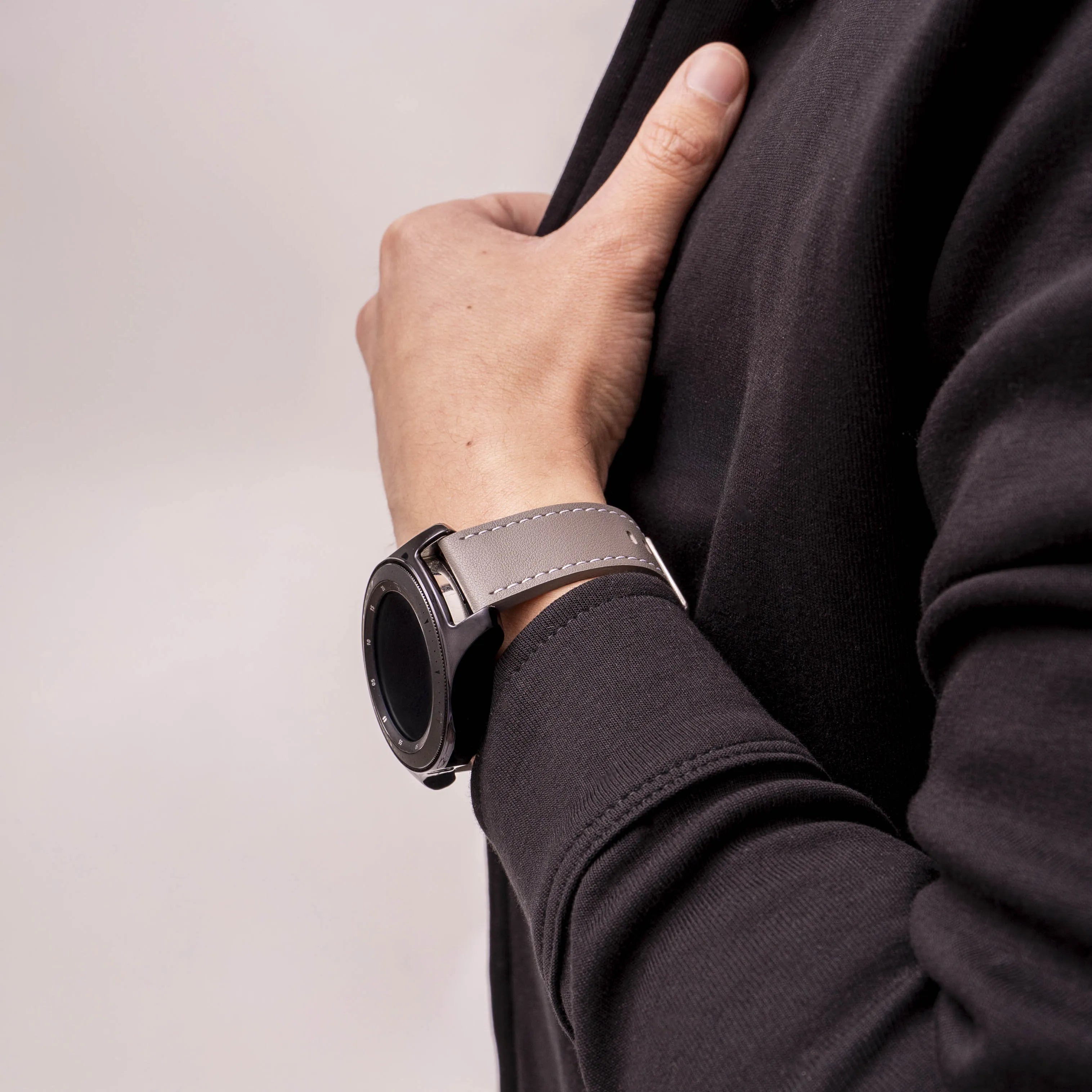 Fossil Gen 5 'One Push' Leather Strap (Grey)