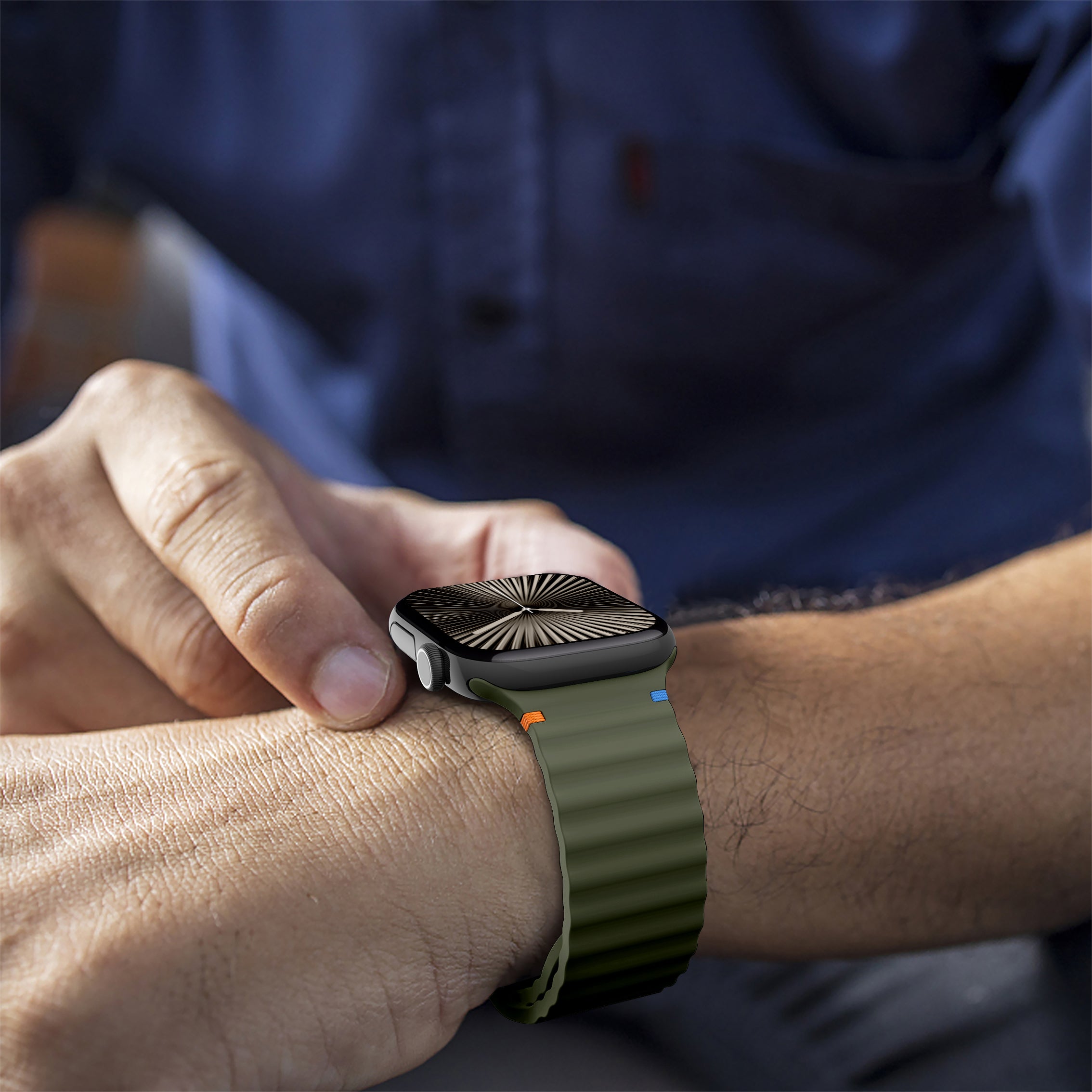 Apple Watch Ultra Wave Silicone Strap (Dark Green)